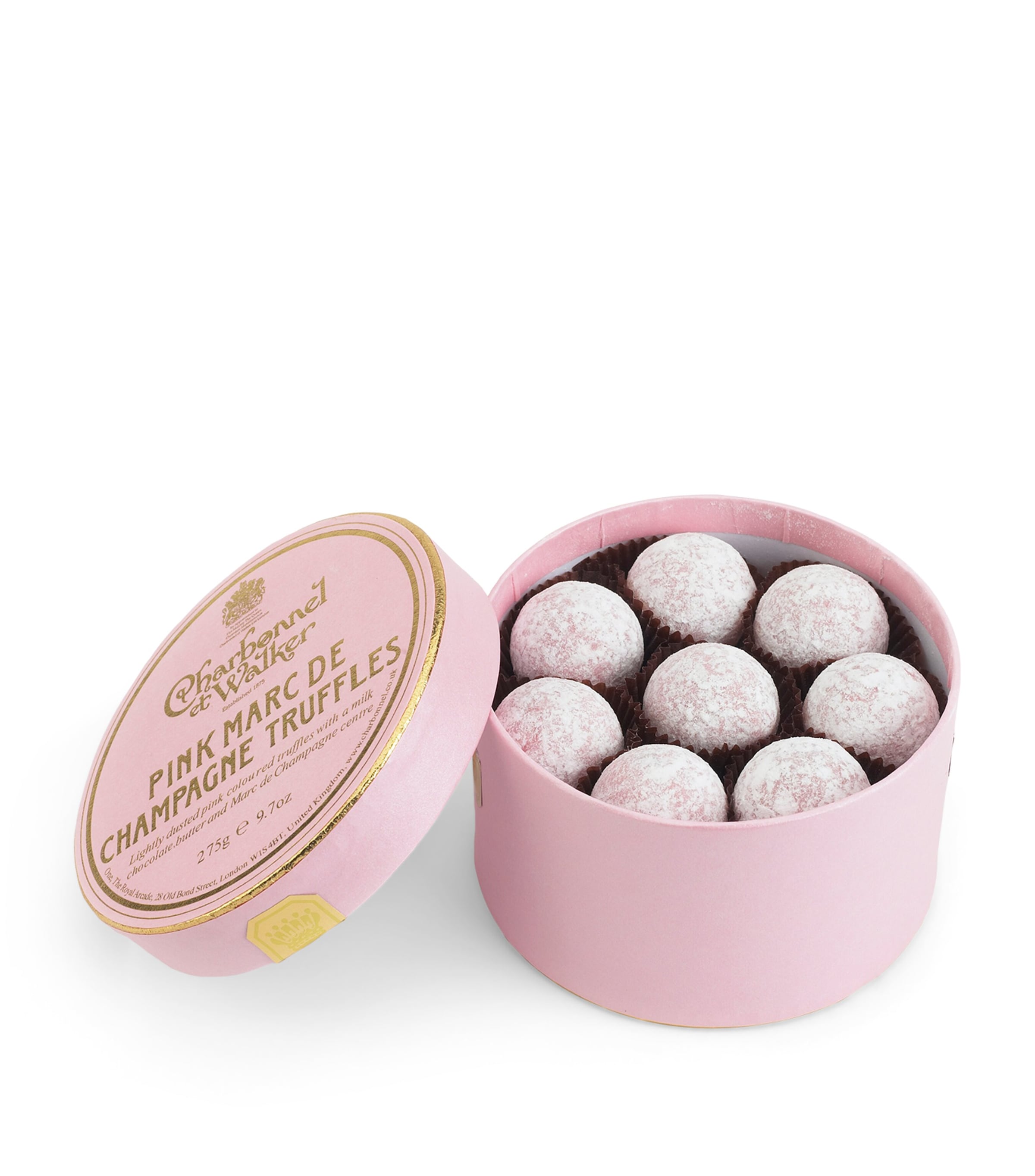 Charbonnel et Walker Pink Marc de Champagne chocolate truffles 275g - British product