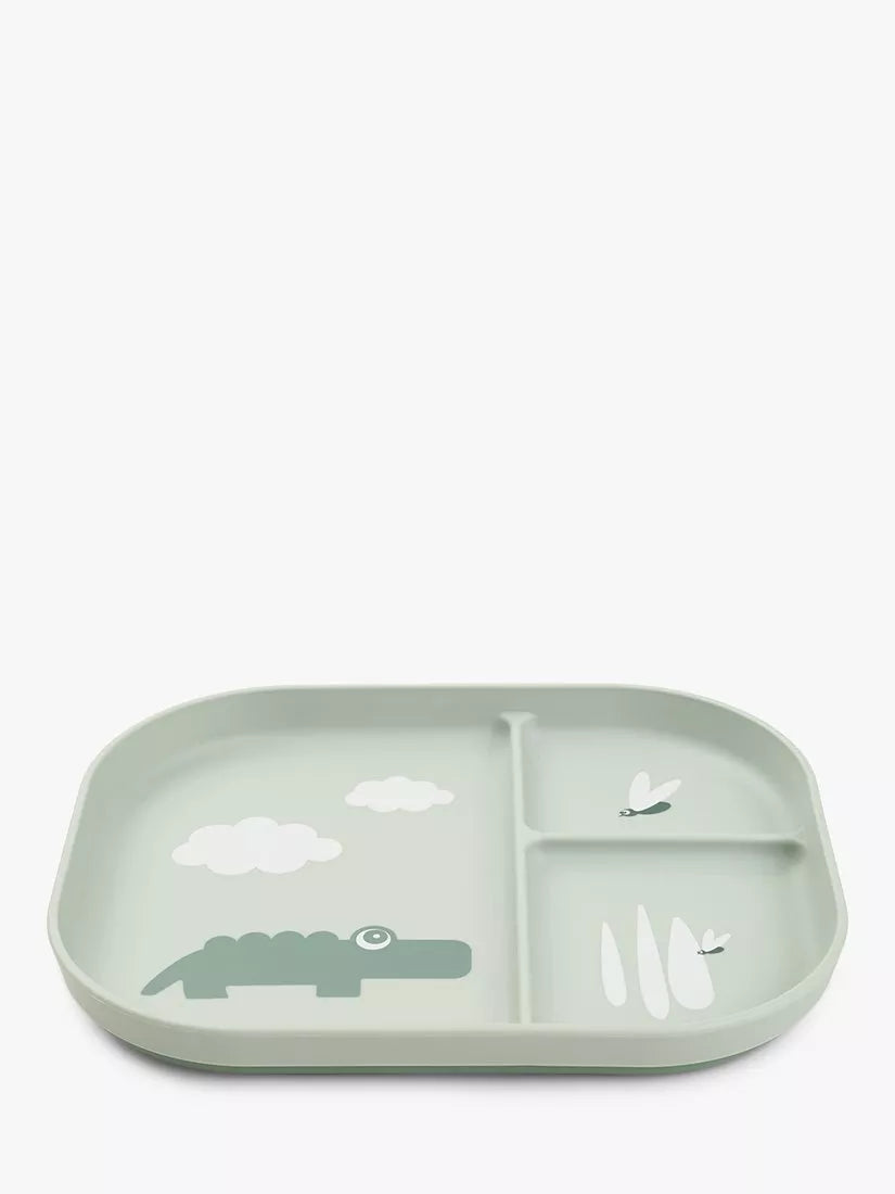 Done by Deer kids' compartment plate green - British product