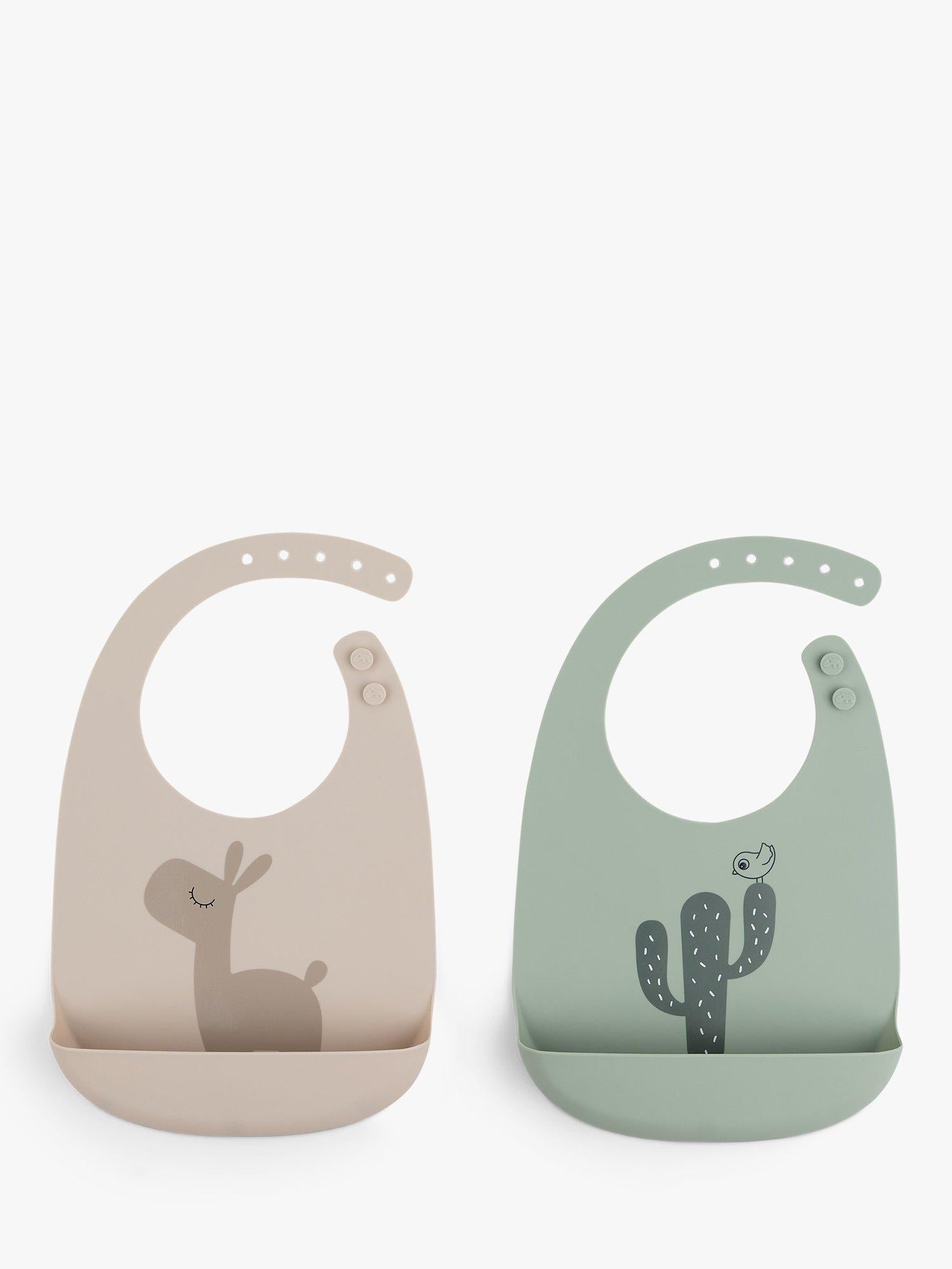 Done by Deer silicone bibs Sand/Green pack of 2 - British product