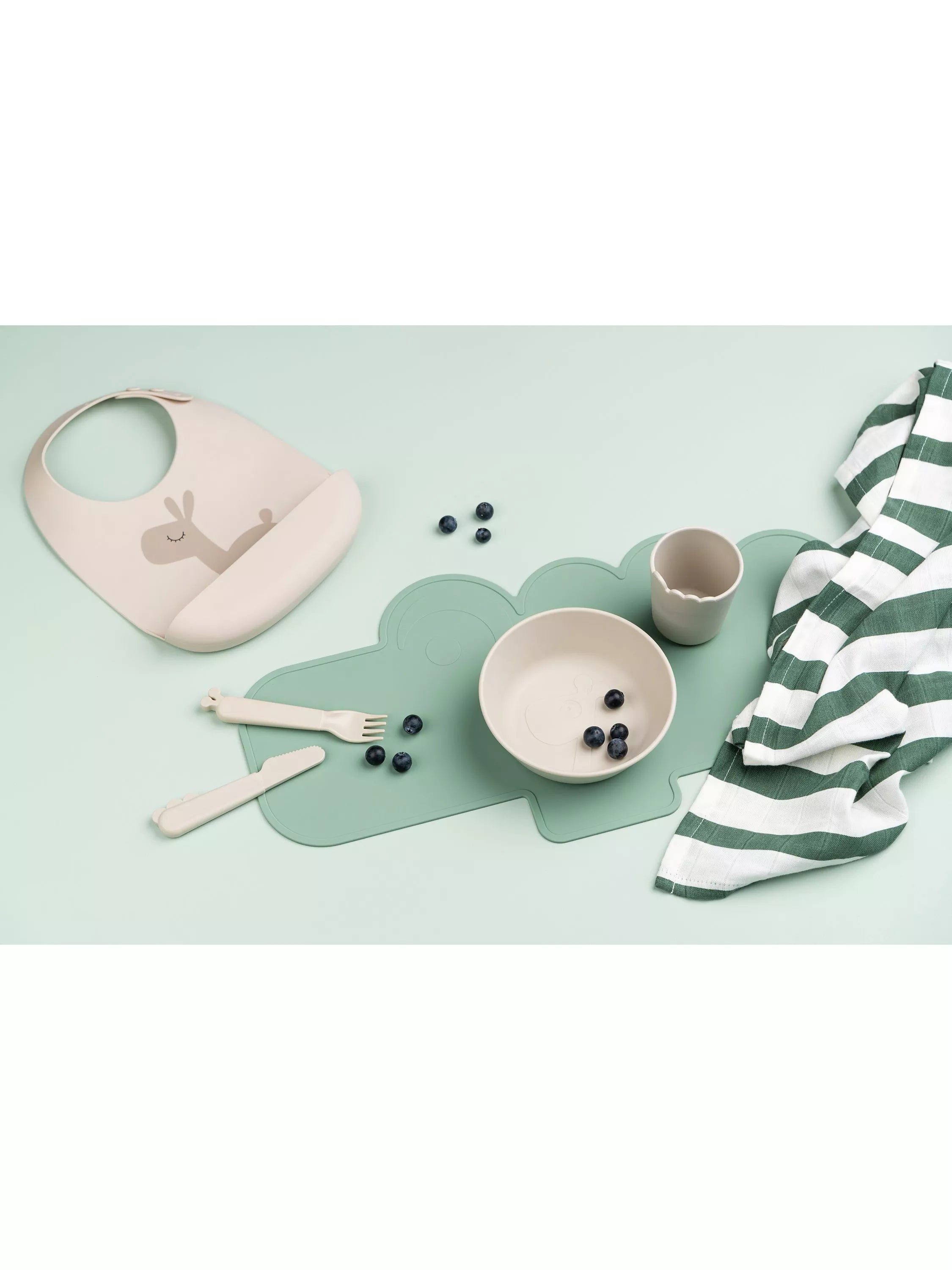 Done by Deer silicone bibs Sand/Green pack of 2 - British product