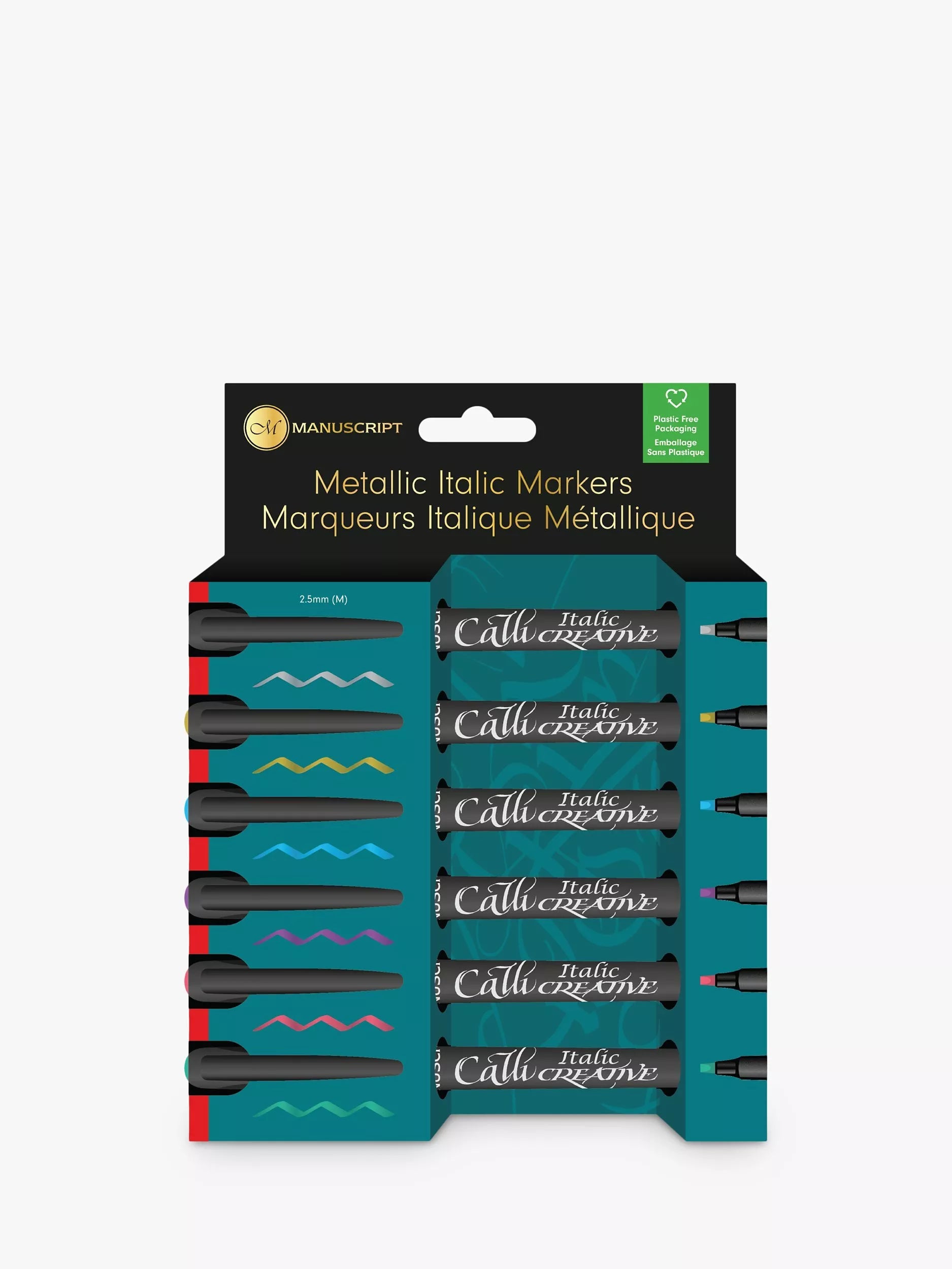 Manuscript metallic italic markers pack of 6, imported from the UK