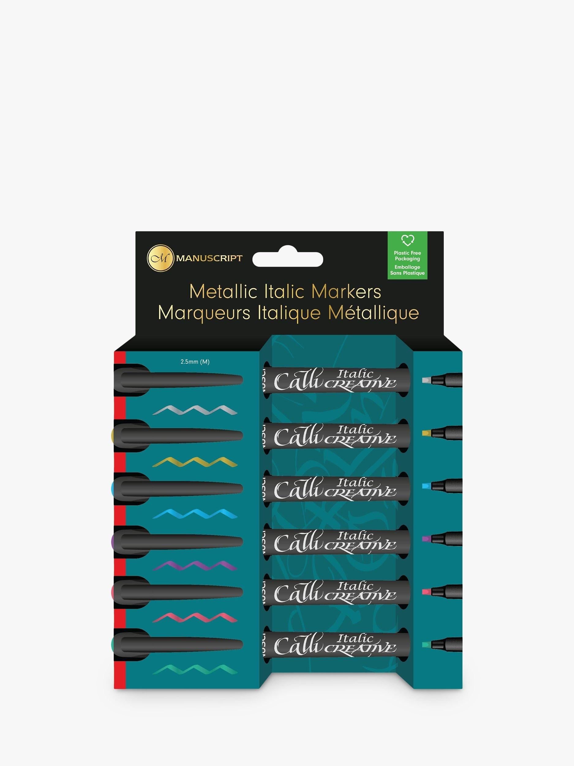 Manuscript metallic italic markers pack of 6, imported from the UK