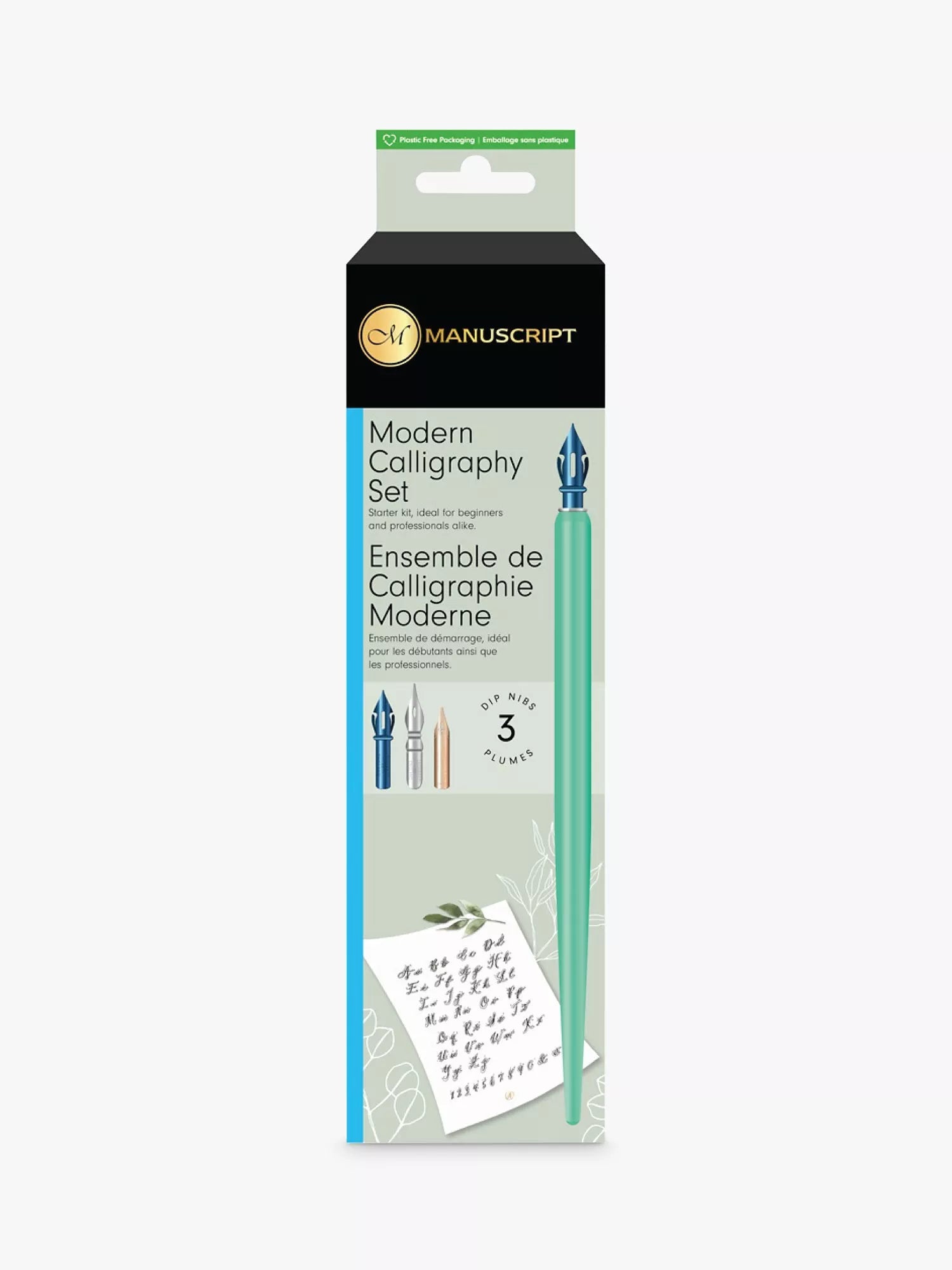 Manuscript modern calligraphy set with dip pen and nibs, UK version