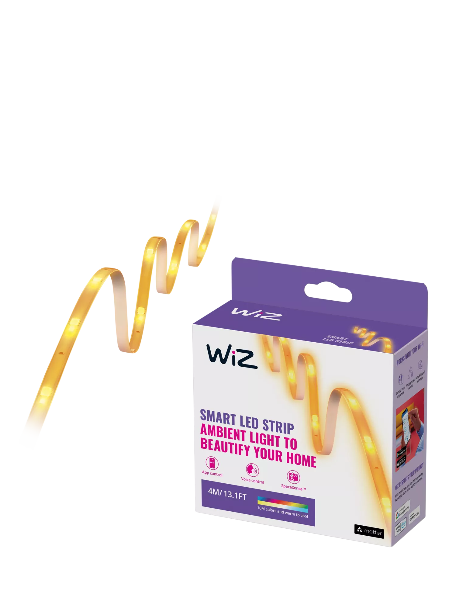 Bandeau LED intelligent WiZ, changement de couleur, 4m (marque britannique)