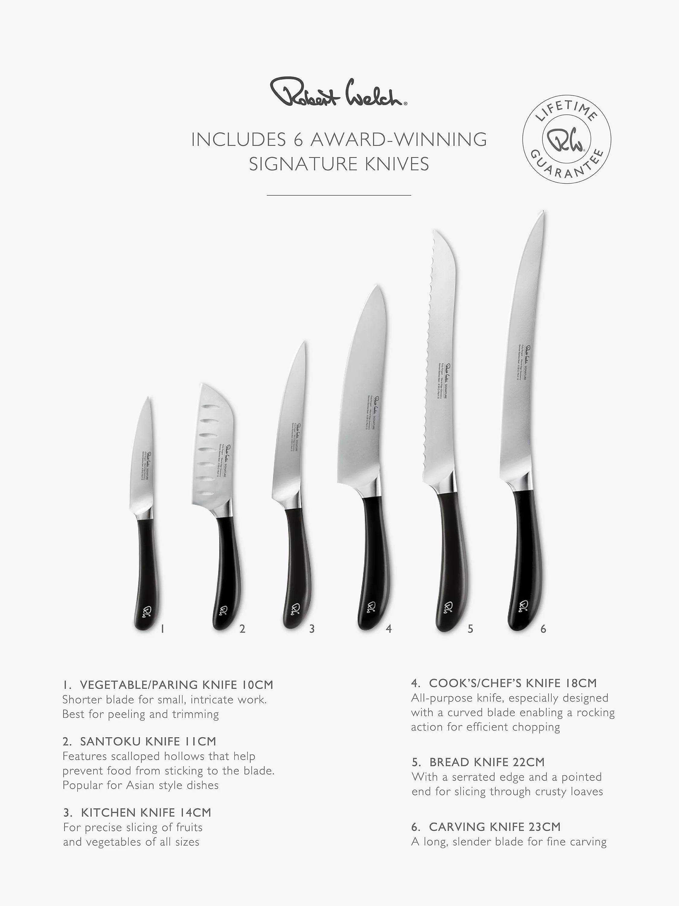 Robert Welch Signature knife block set with sharpener (British brand)
