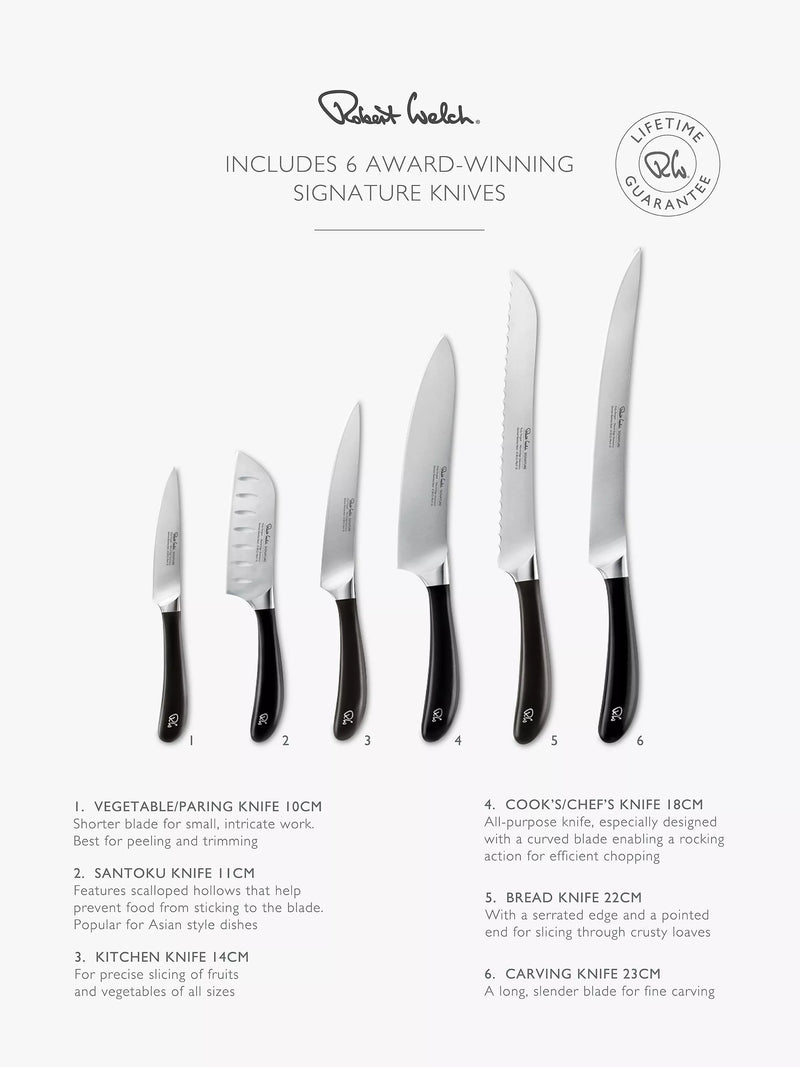 Robert Welch Signature knife block set with sharpener (British brand)