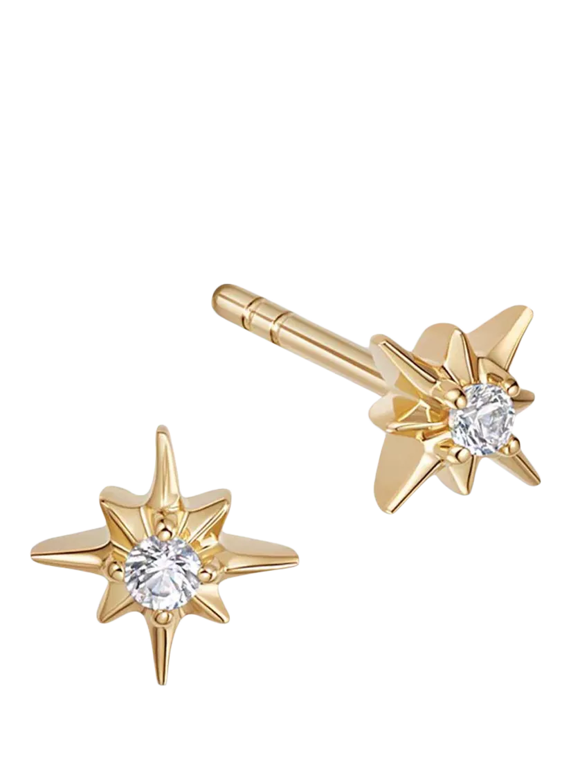 Astley Clarke sapphire star stud earrings gold vermeil, UK version