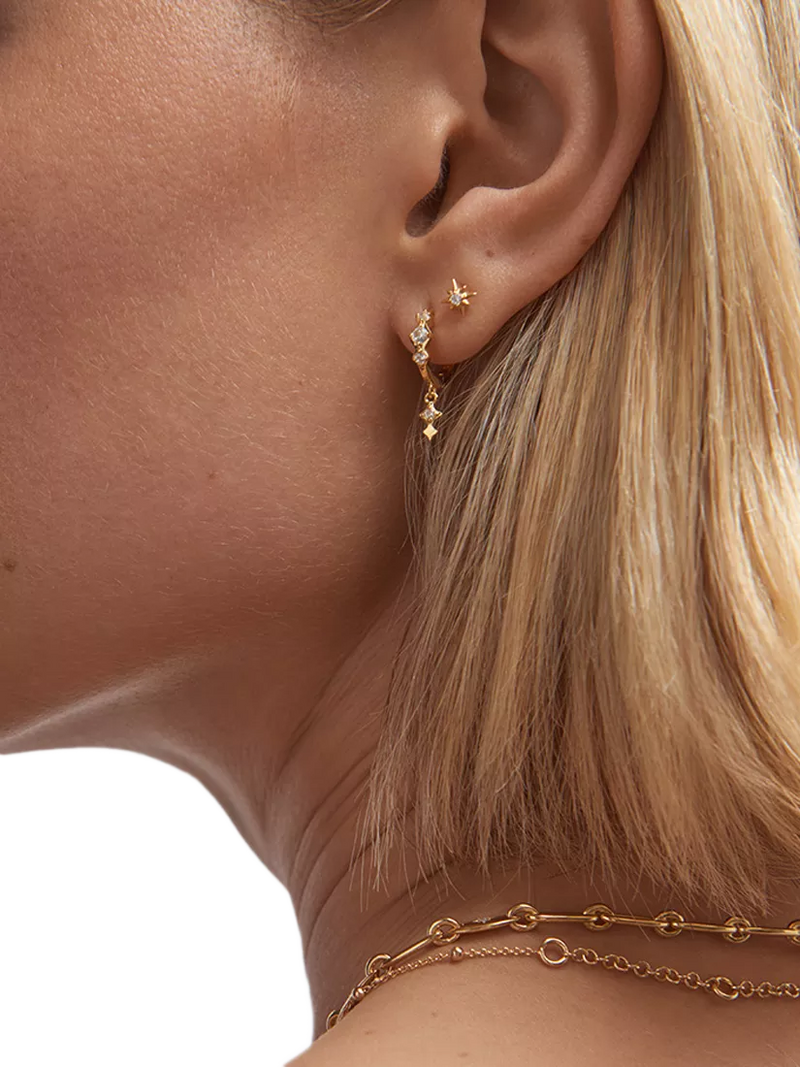 Astley Clarke sapphire star stud earrings gold vermeil, UK version
