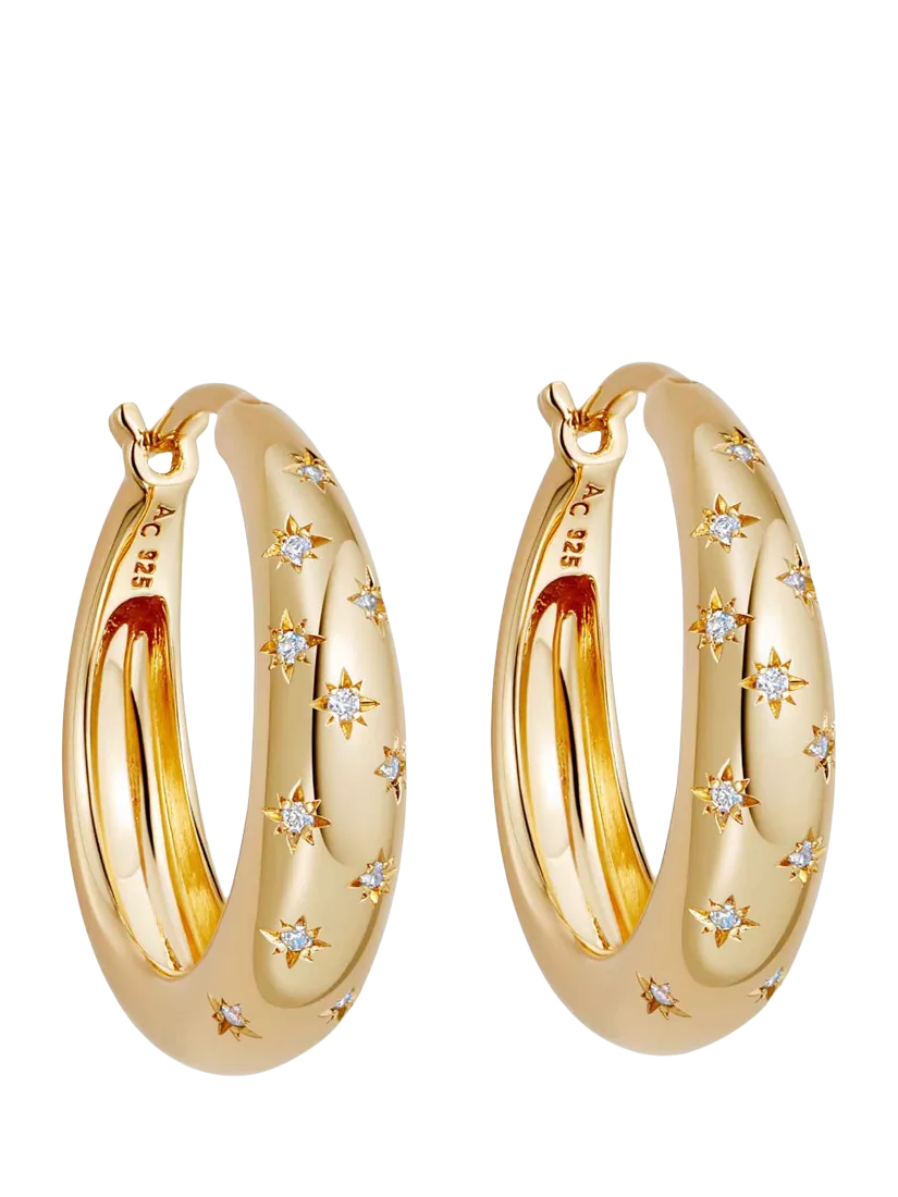 Astley Clarke Celestial North Star White Sapphire Chunky Hoop Earrings