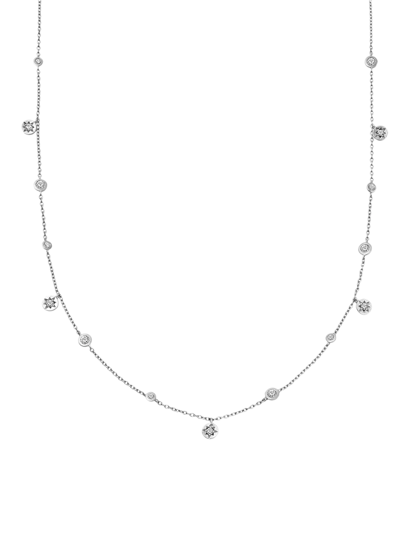 Astley Clarke Celestial North Star White Sapphire Station Necklace, Silver