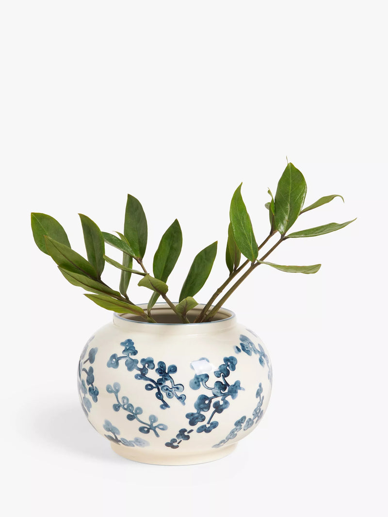 John Lewis blue and white hand-painted floral vase 15cm, UK version
