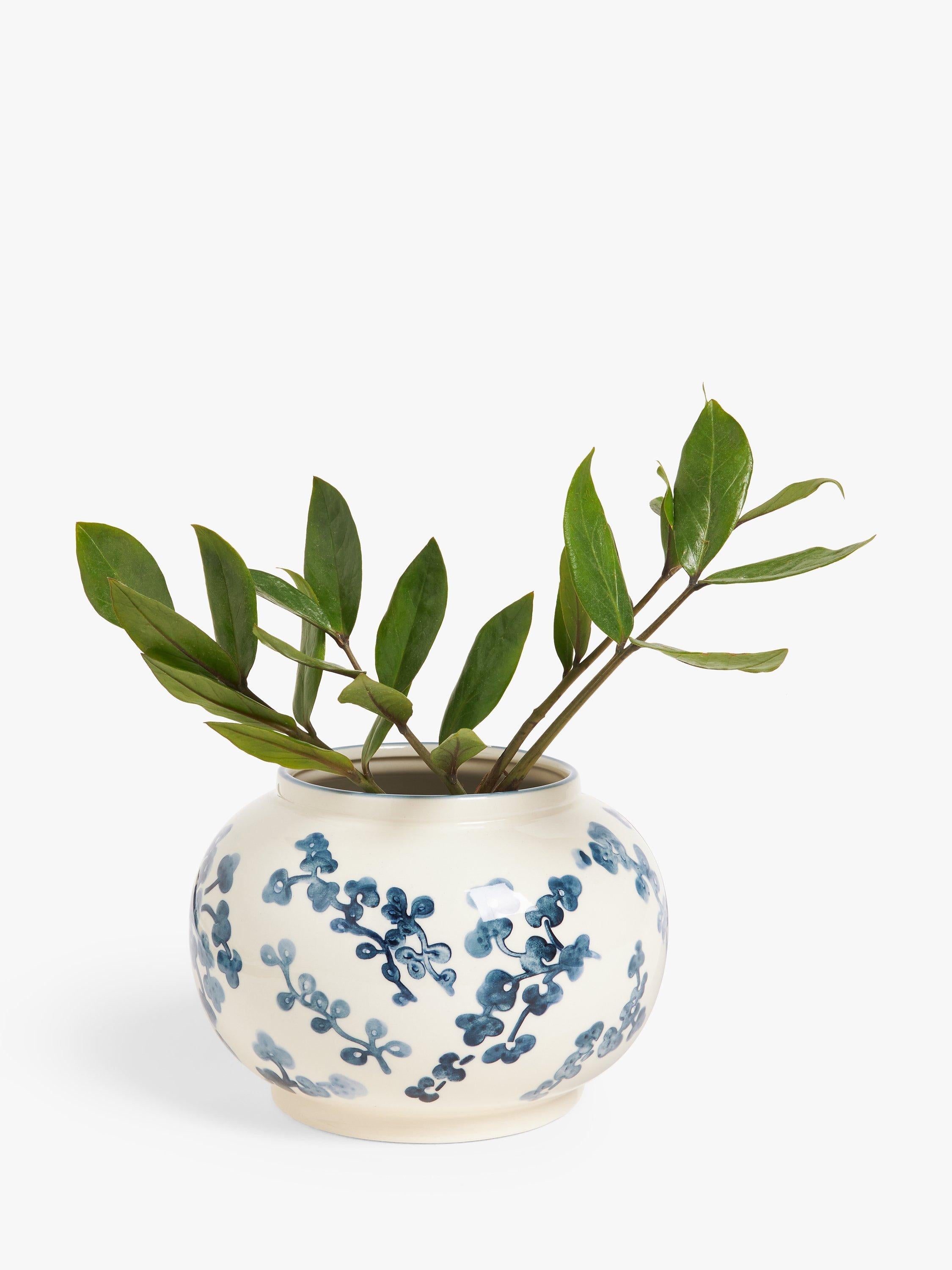 John Lewis blue and white hand-painted floral vase 15cm, UK version