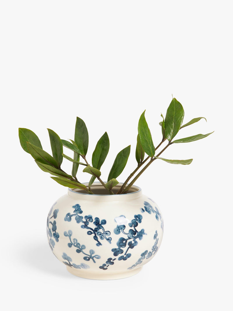John Lewis blue and white hand-painted floral vase 15cm, UK version