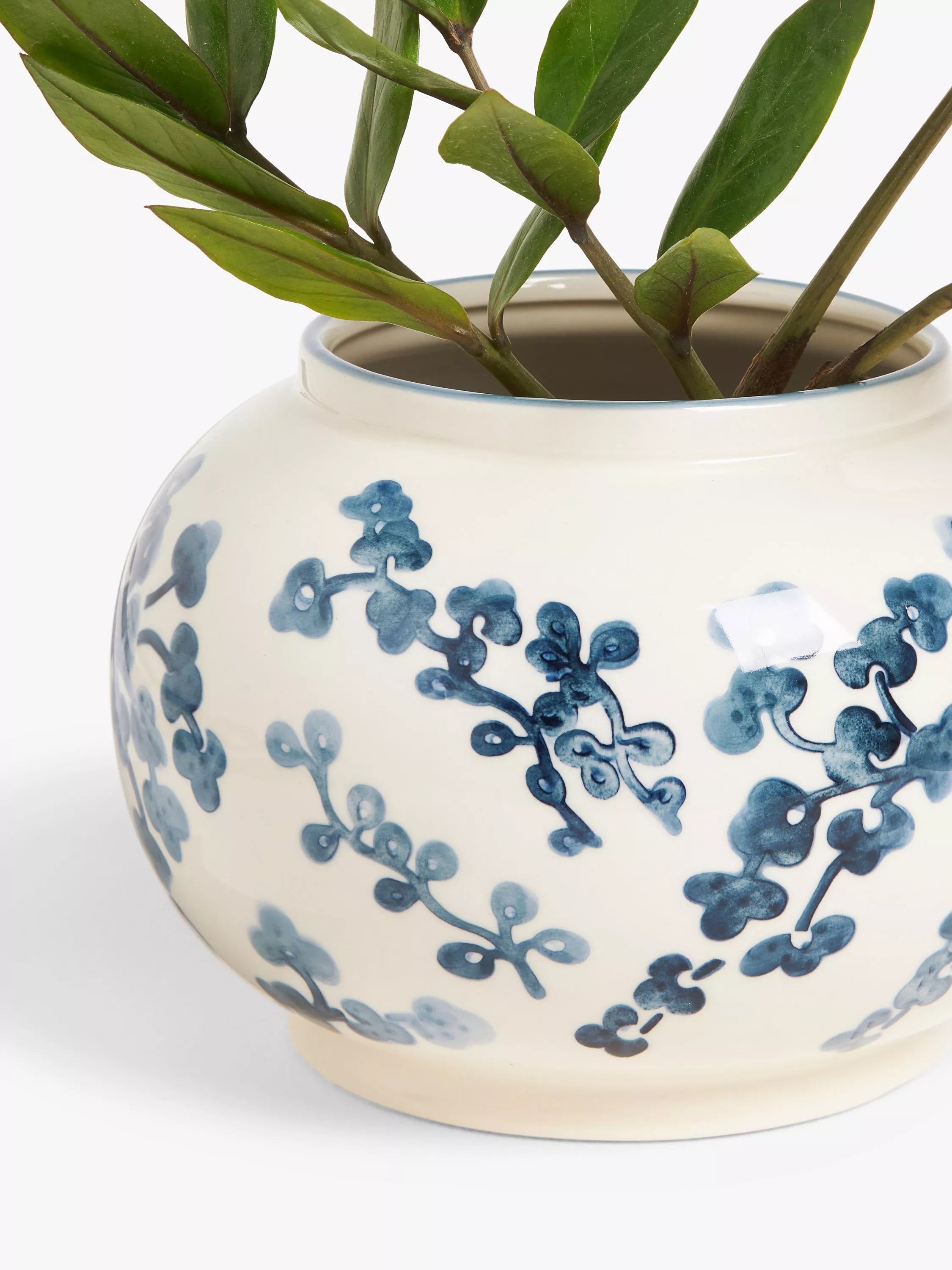 John Lewis blue and white hand-painted floral vase 15cm, UK version