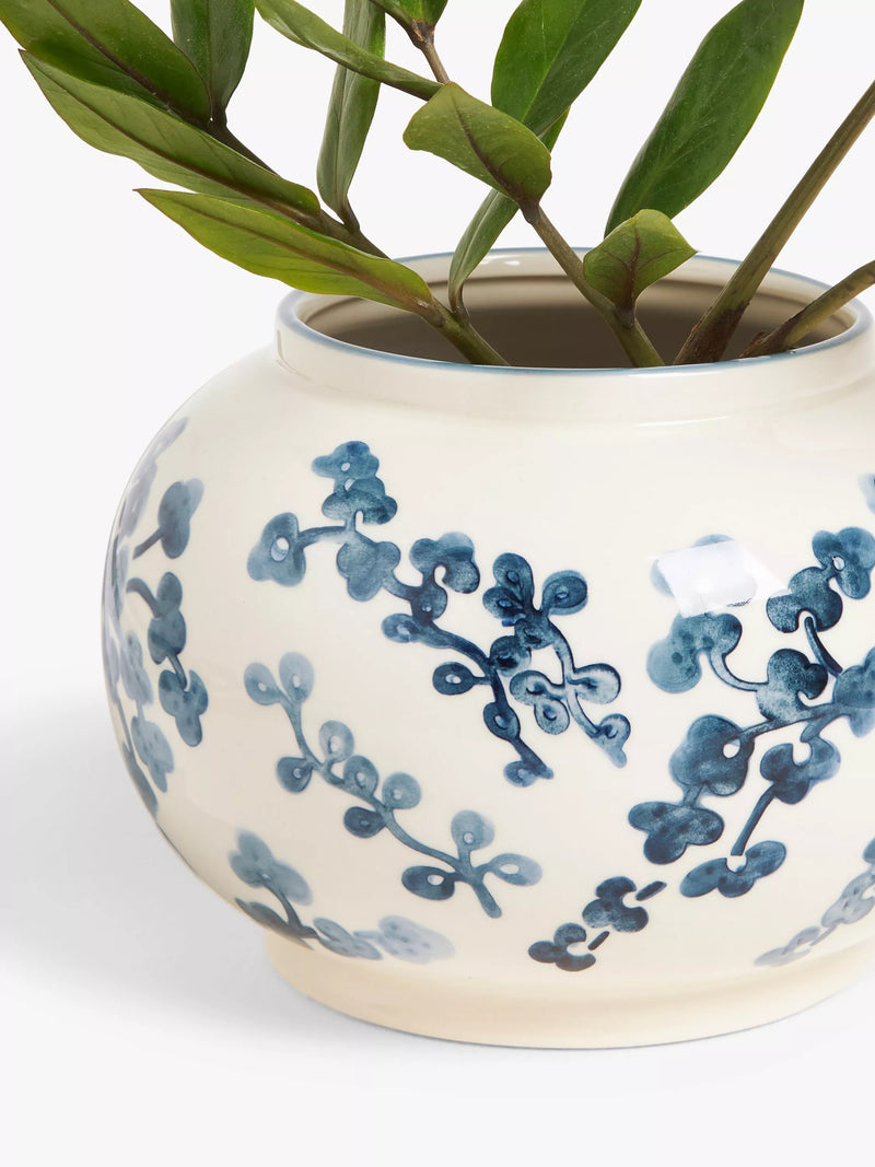 John Lewis blue and white hand-painted floral vase 15cm, UK version