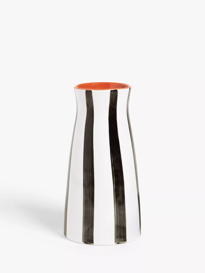 John Lewis hand-painted striped stoneware vase 21cm, UK version