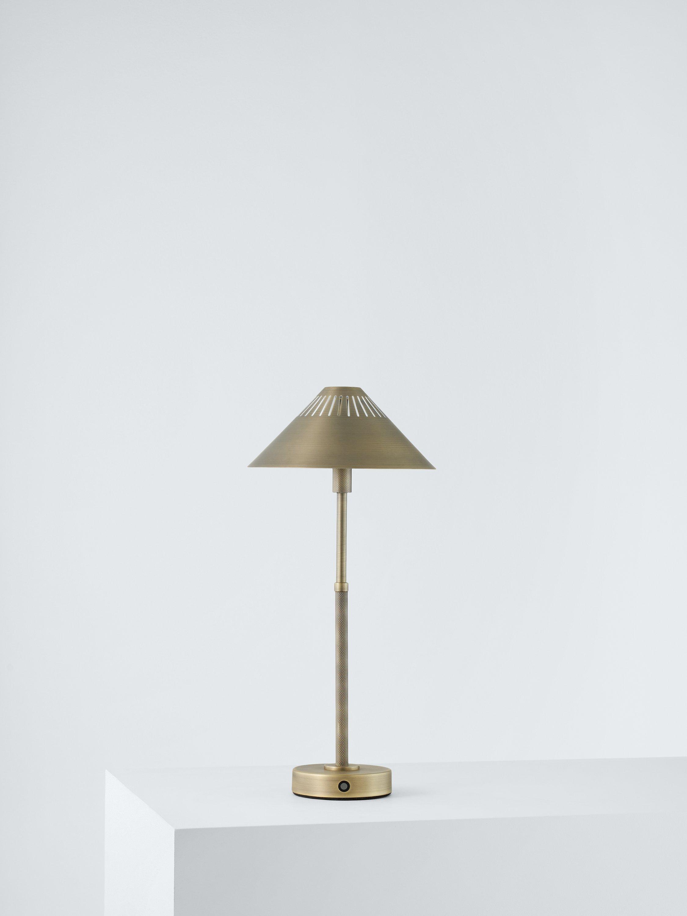 John Lewis Talbot rechargeable LED table lamp brass, imported from the UK
