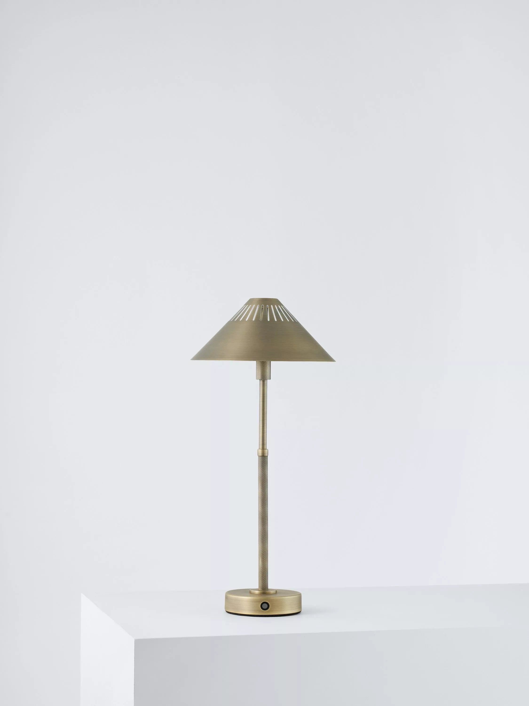 John Lewis Talbot rechargeable LED table lamp brass, imported from the UK