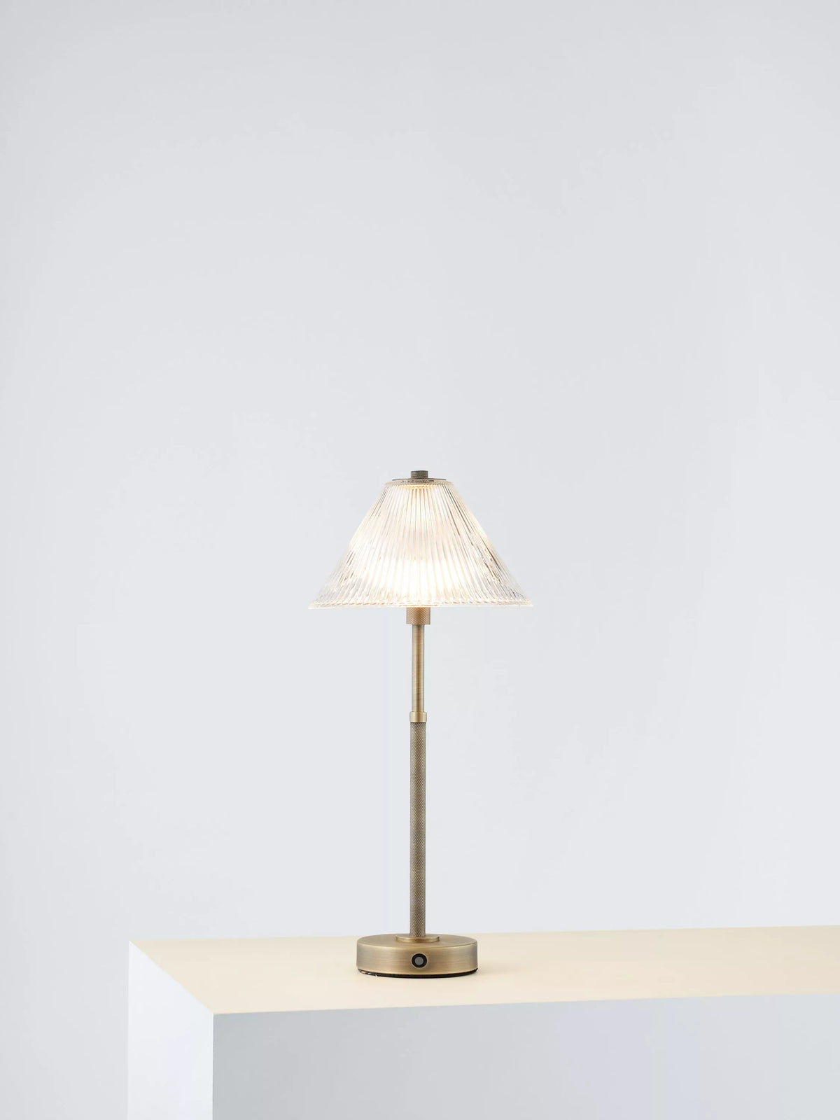 John Lewis rechargeable glass LED lamp brass finish small - British product