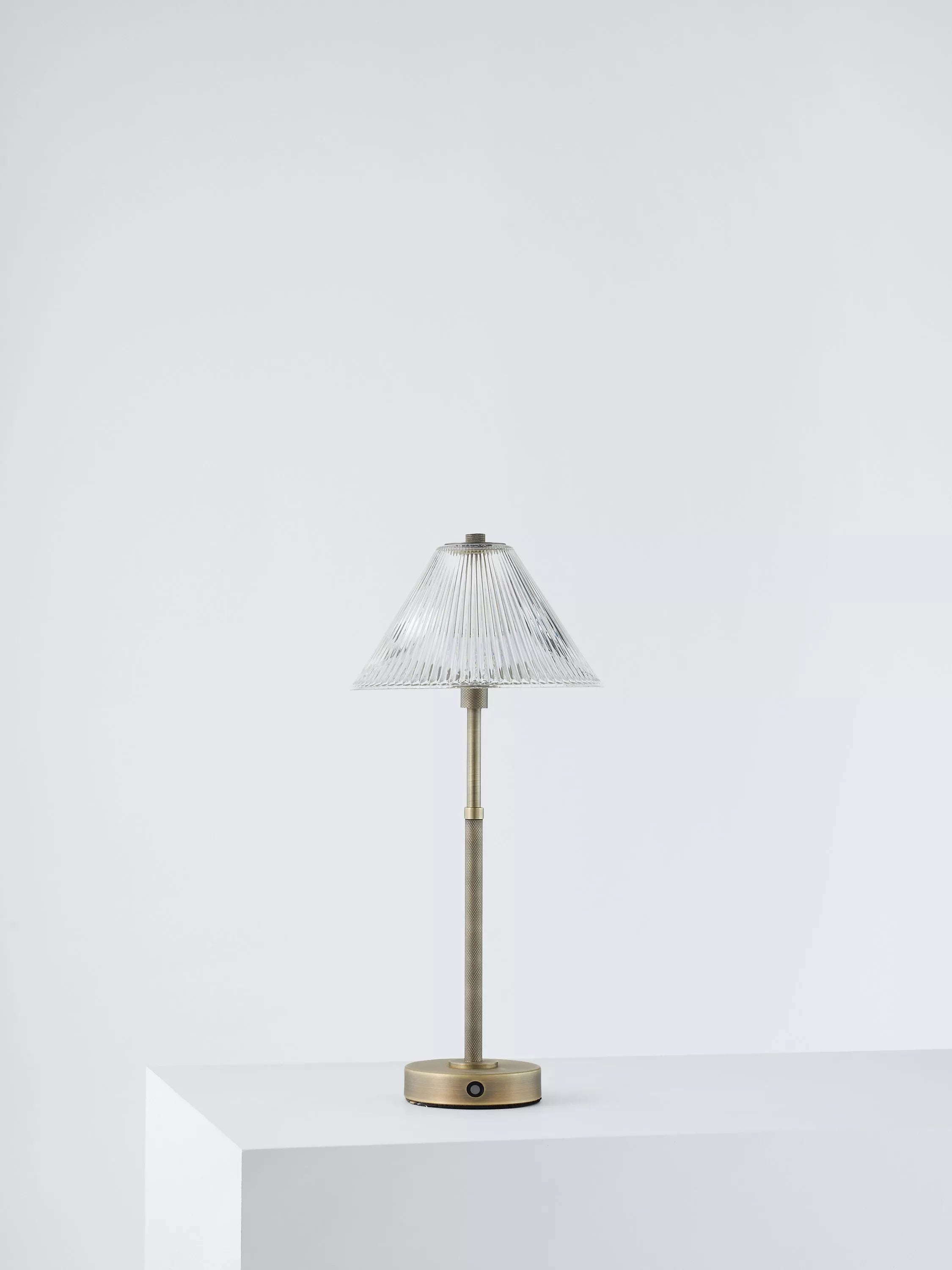 John Lewis rechargeable glass LED lamp brass finish small - British product
