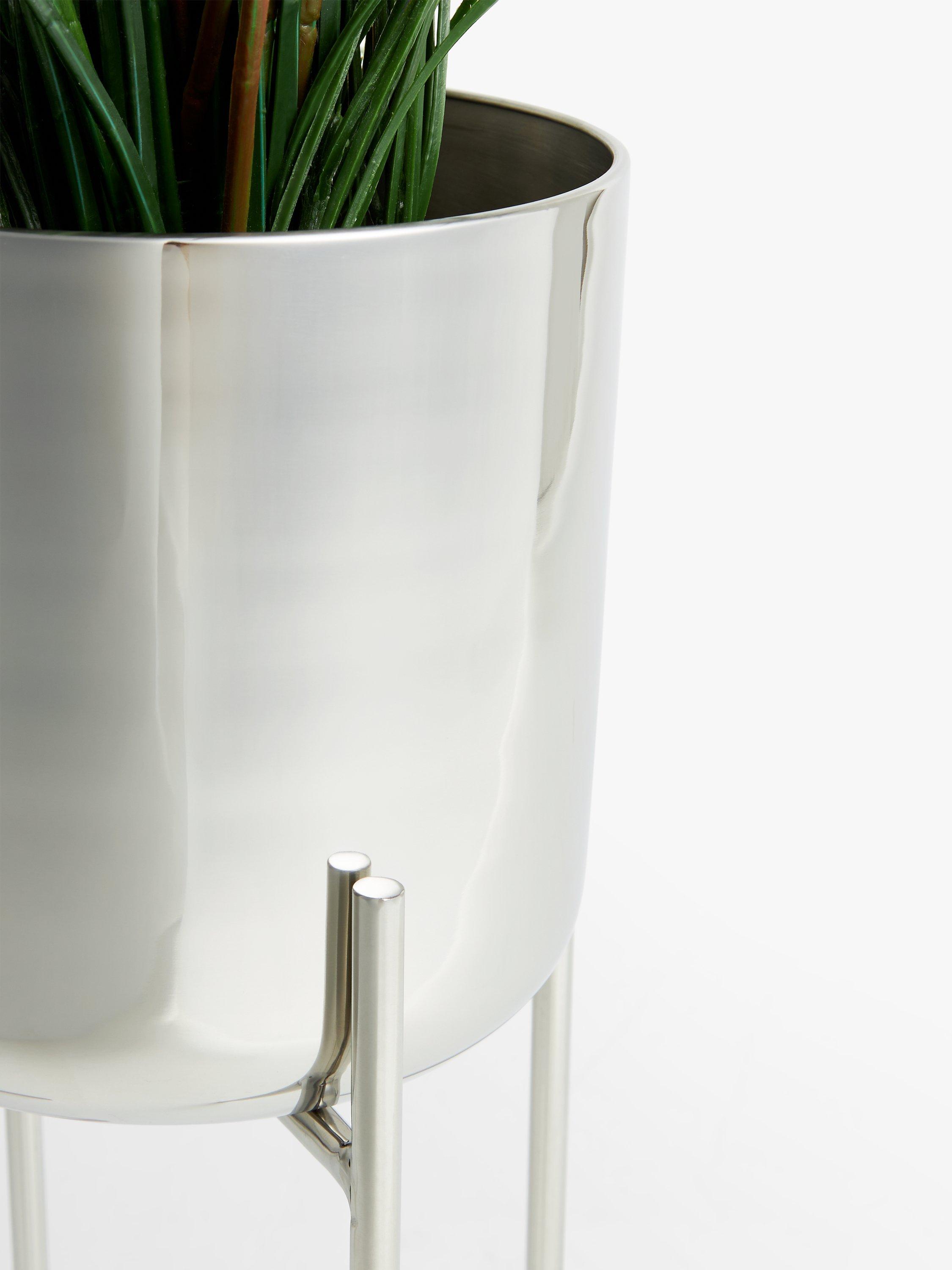 Jardinière John Lewis en acier inoxydable avec support argenté, importée du Royaume-Uni