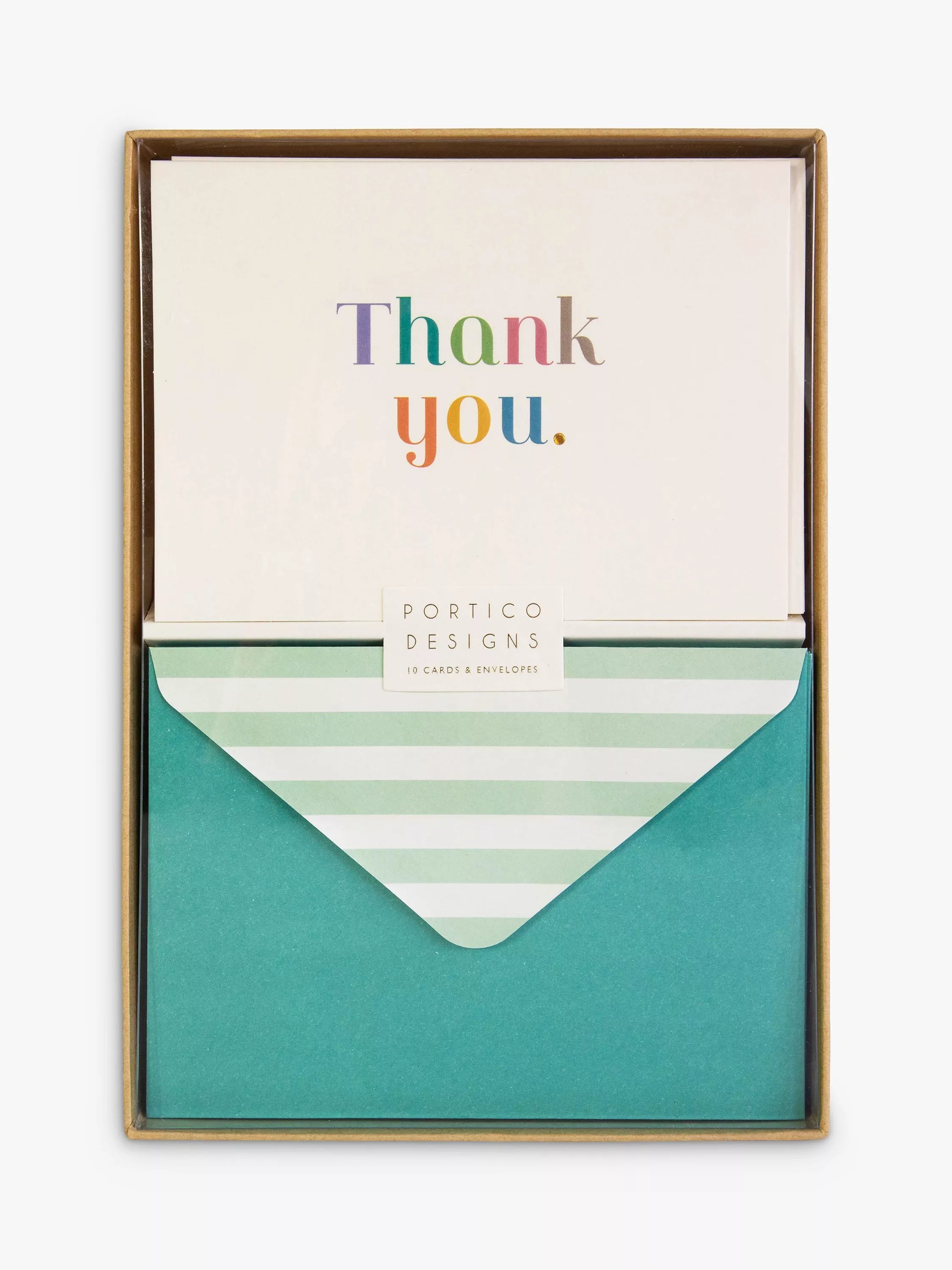 Portico rainbow thank you note cards pack of 10 - British product