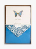 Portico blue butterfly note cards 10-pack, imported from the UK