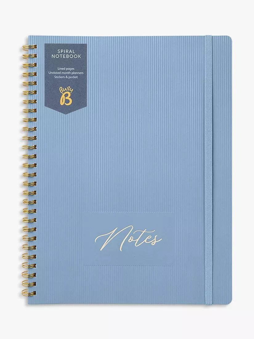 Busy B Stripes notebook blue spiral bound, UK version