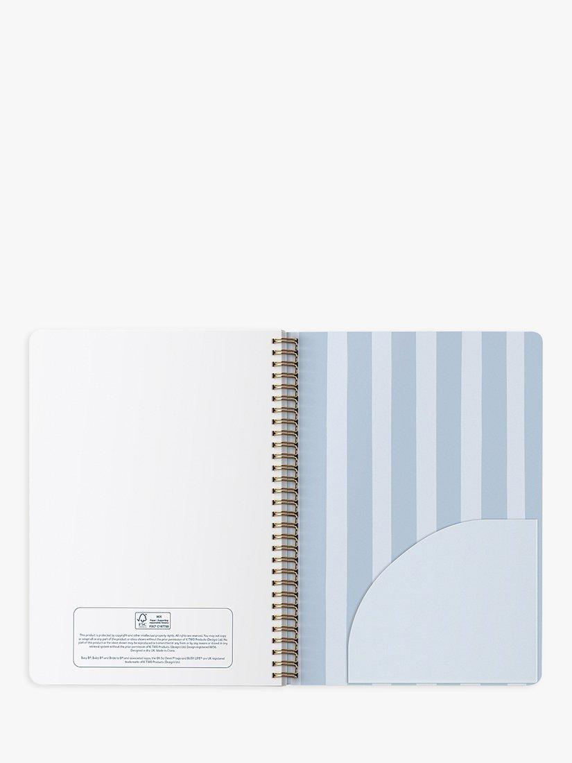 Carnet spirale Busy B rayé bleu, version UK