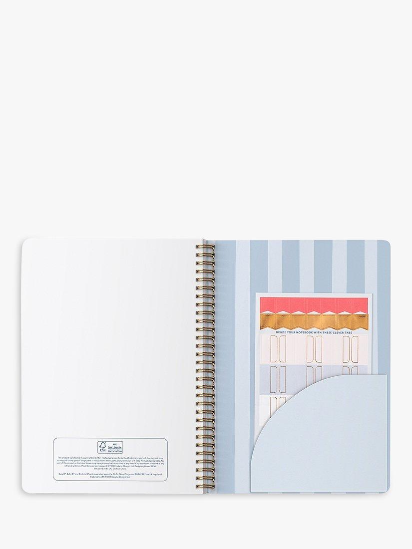 Carnet spirale Busy B rayé bleu, version UK