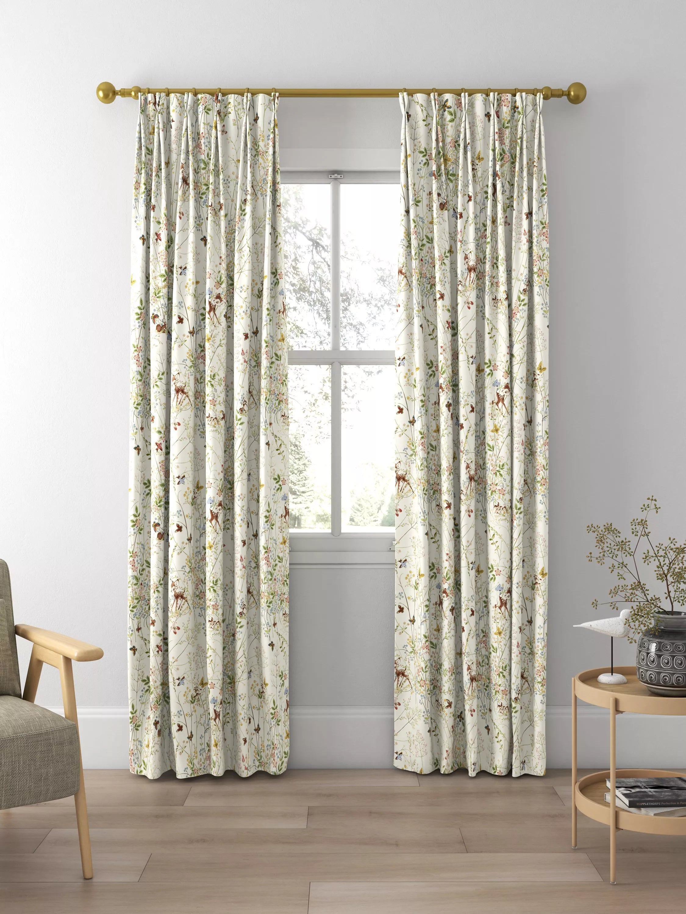 Disney Home x Sanderson Bambi curtains Sugared Almonds pattern, imported from the UK
