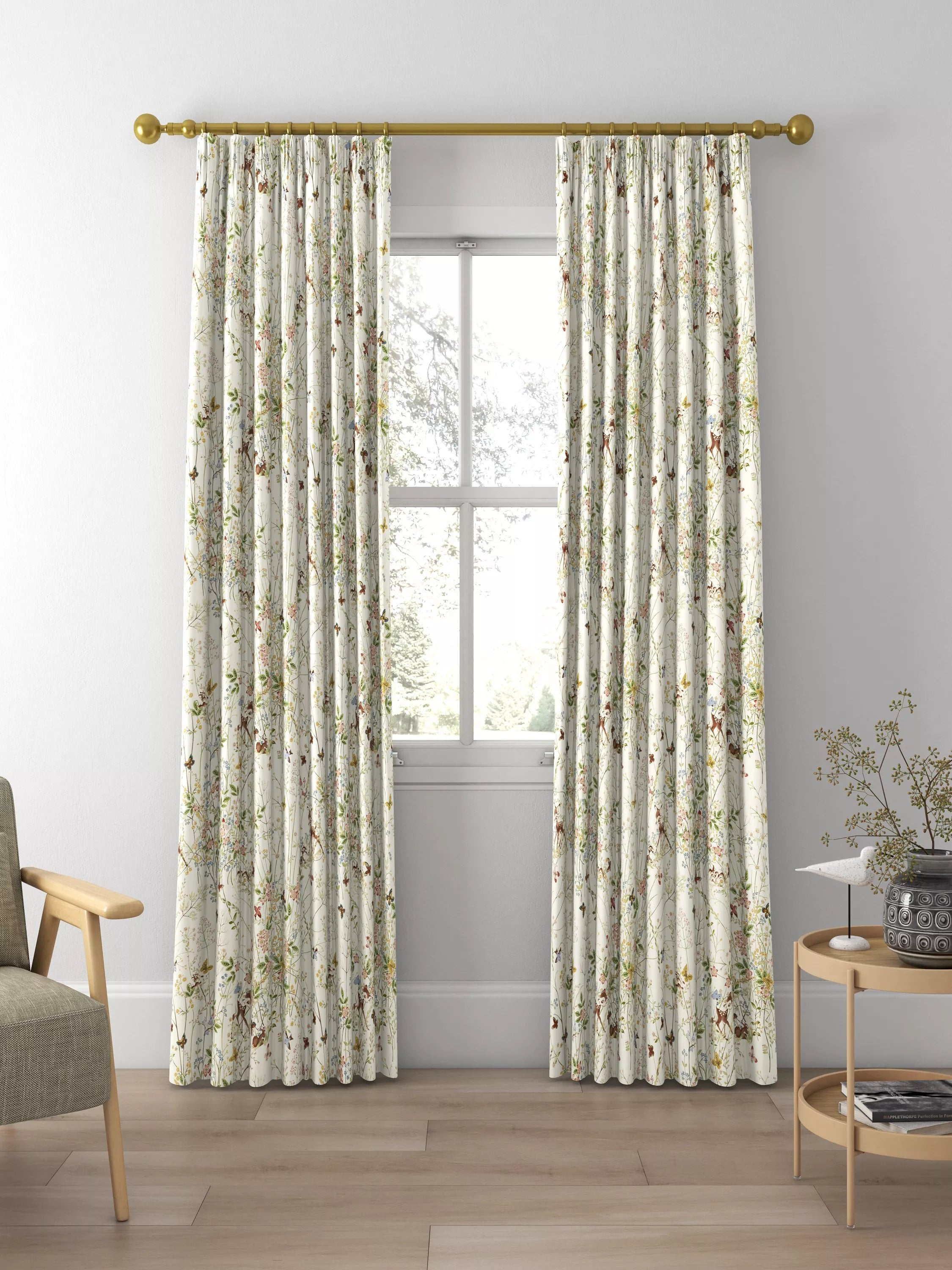 Disney Home x Sanderson Bambi curtains Sugared Almonds pattern, imported from the UK