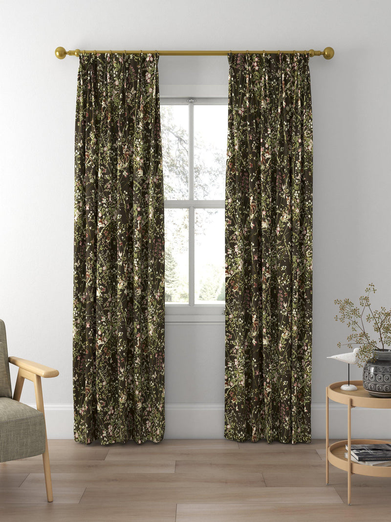 Disney Home x Sanderson Bambi print curtain fabric chocolate 139cm - British product