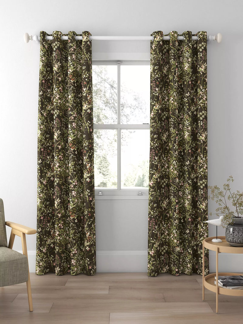 Disney Home x Sanderson Bambi print curtain fabric chocolate 139cm - British product