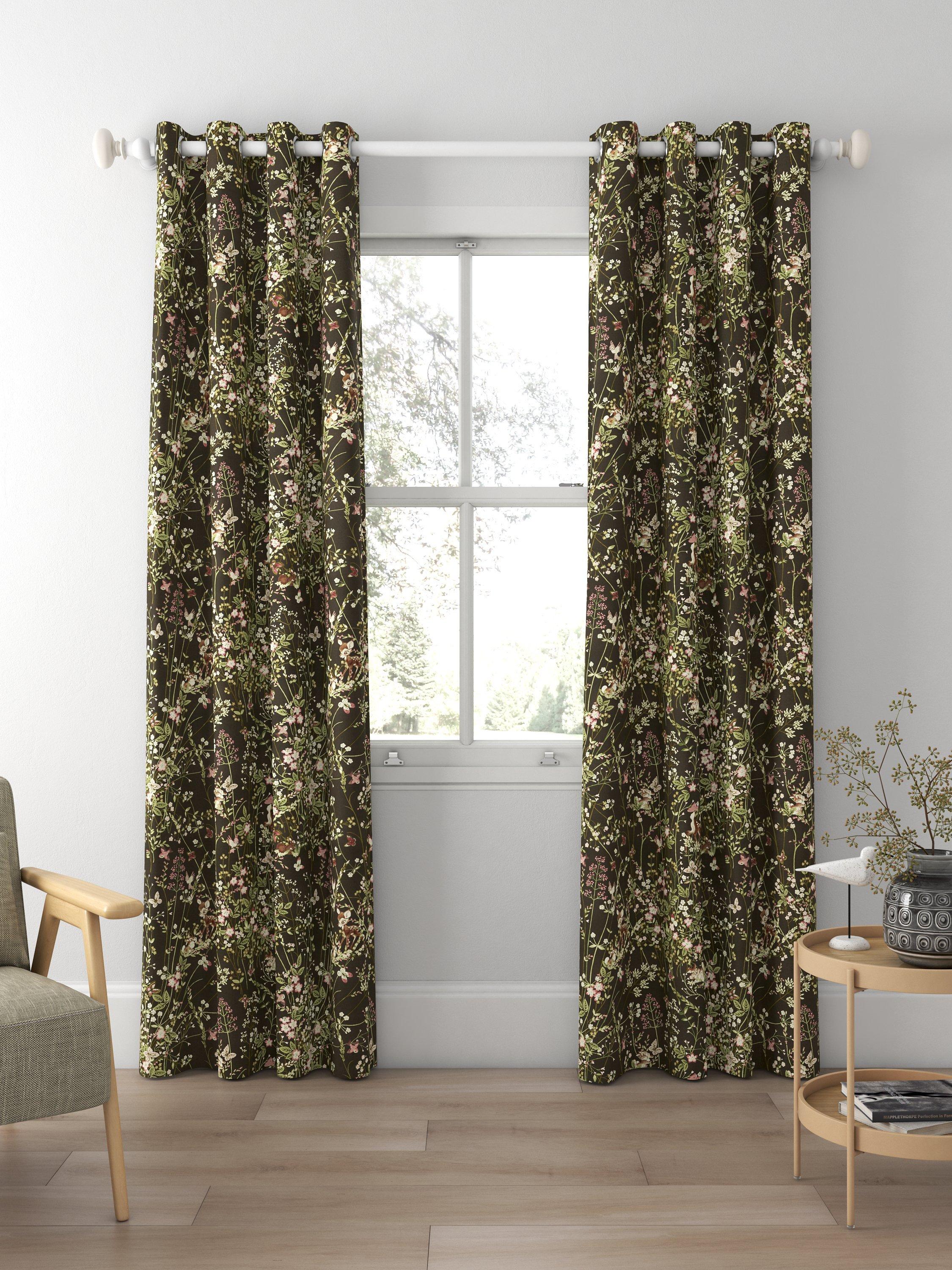 Disney Home x Sanderson Bambi print curtain fabric chocolate 139cm - British product