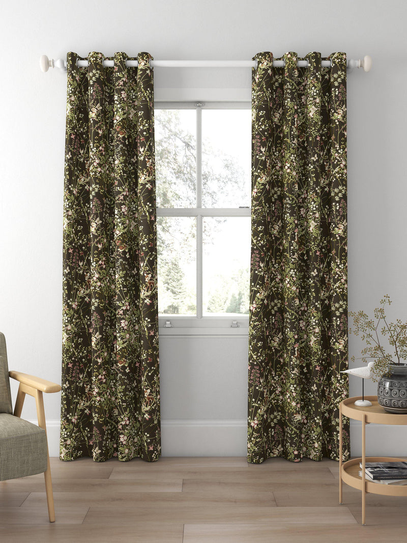 Disney Home x Sanderson Bambi print curtain fabric chocolate 139cm - British product