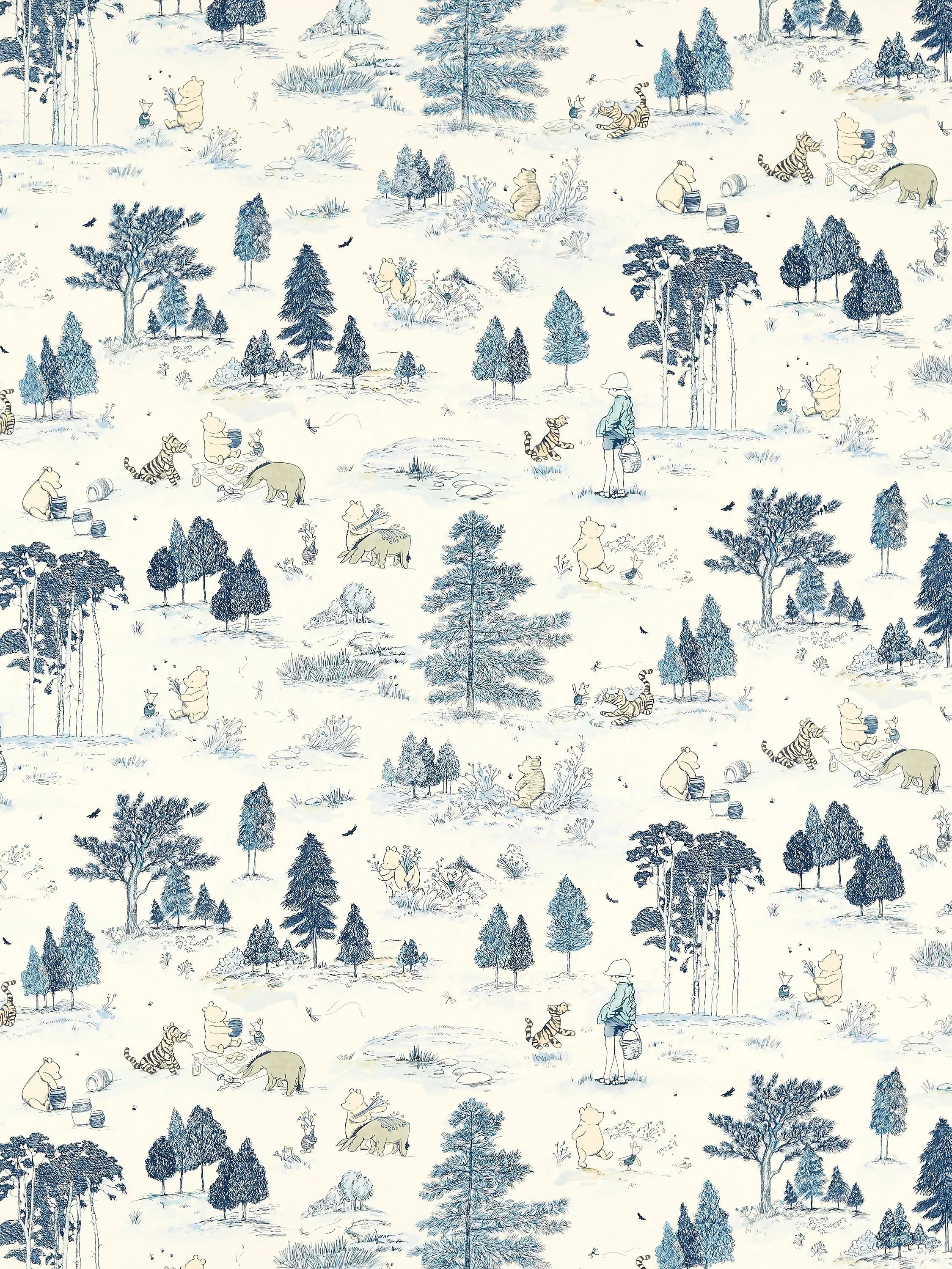 Disney Home x Sanderson Winnie Pooh curtains Bonbon Blue - British product