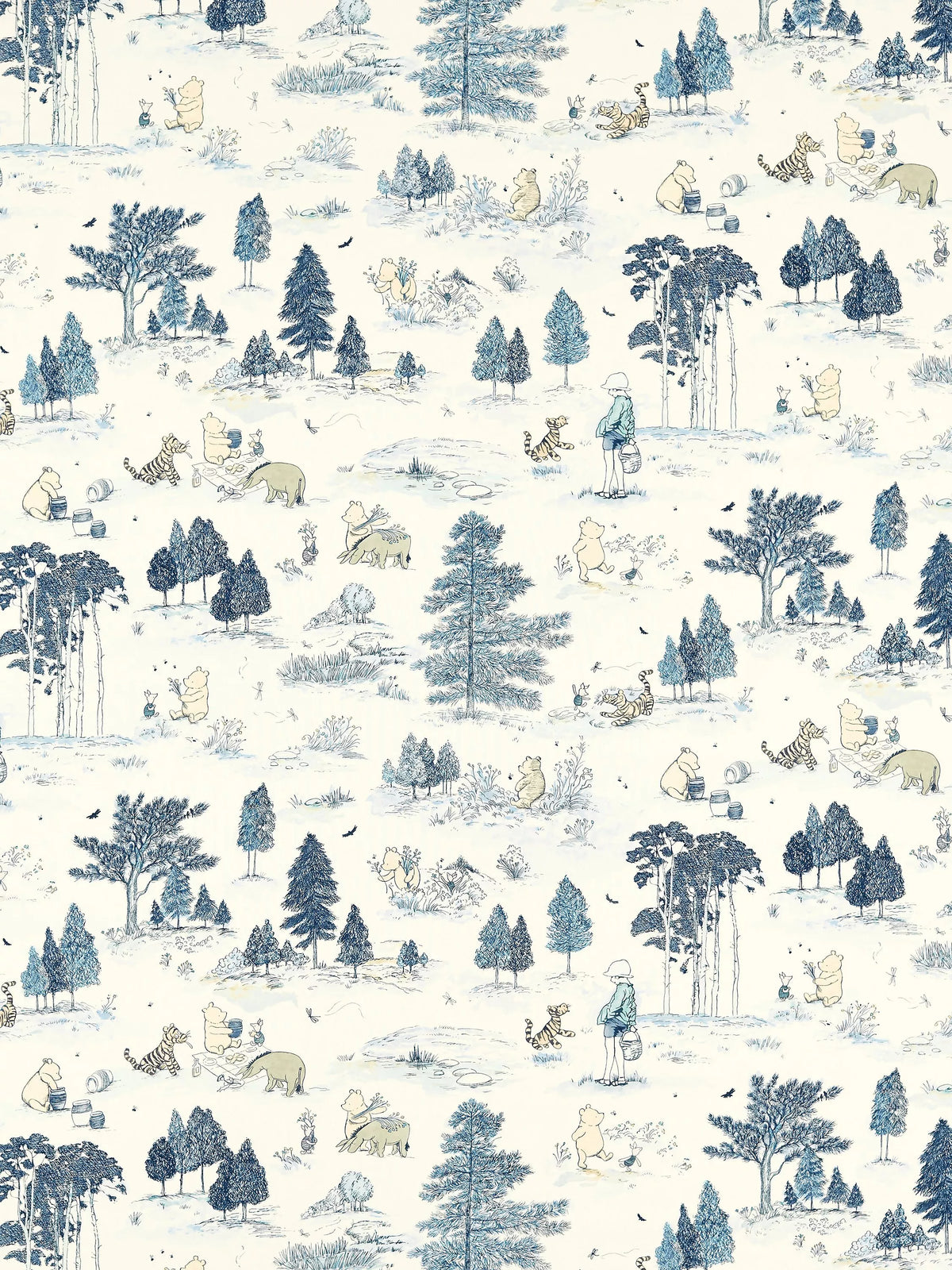 Disney Home x Sanderson Winnie Pooh curtains Bonbon Blue - British product