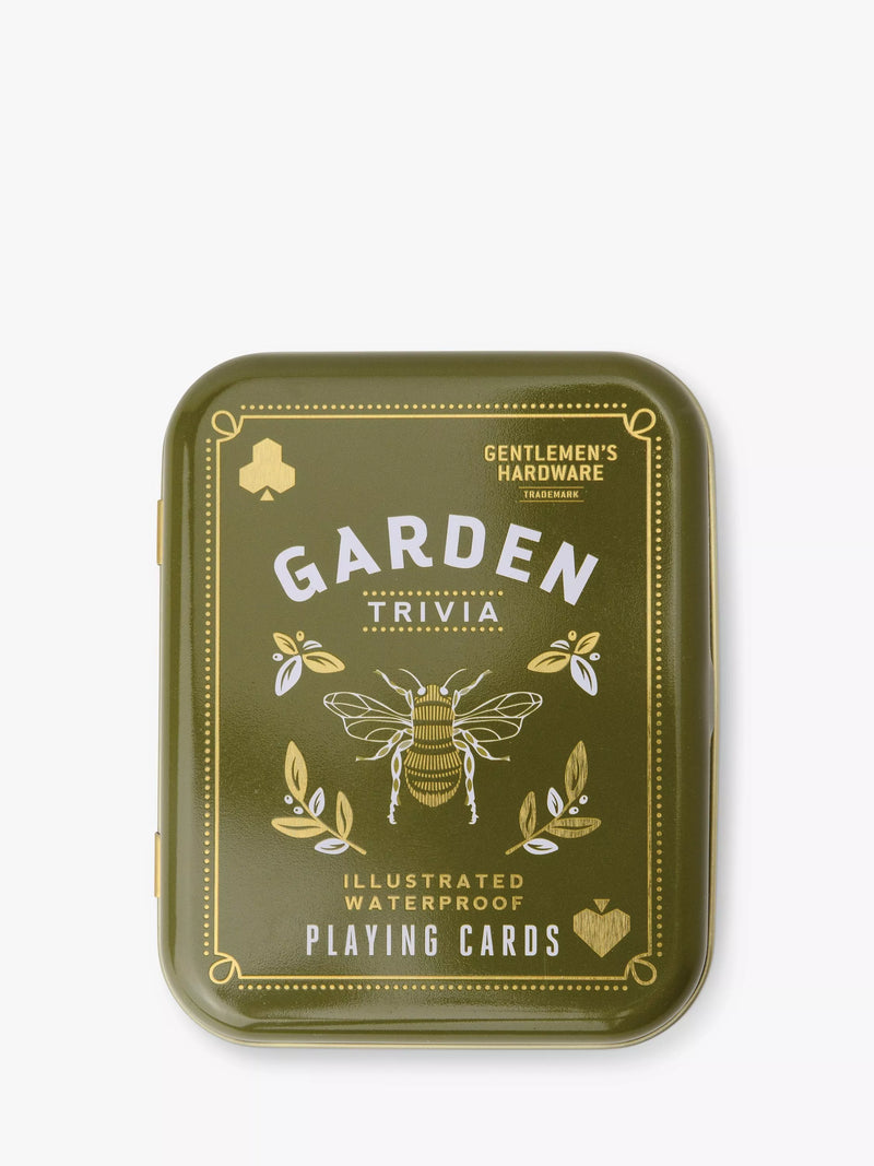 Gentlemen's Hardware garden trivia waterproof playing cards in vintage tin, UK version