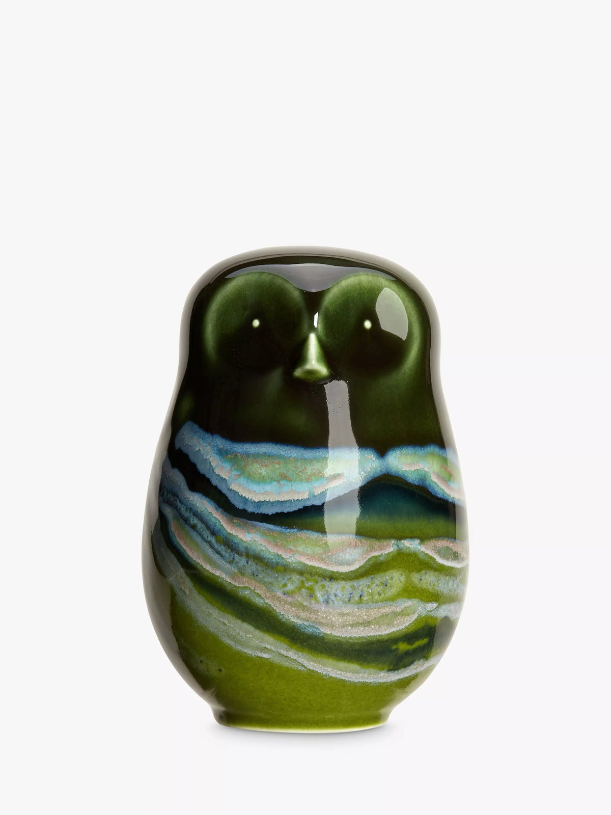 Poole Pottery green earthenware owl H12.5cm (British brand)