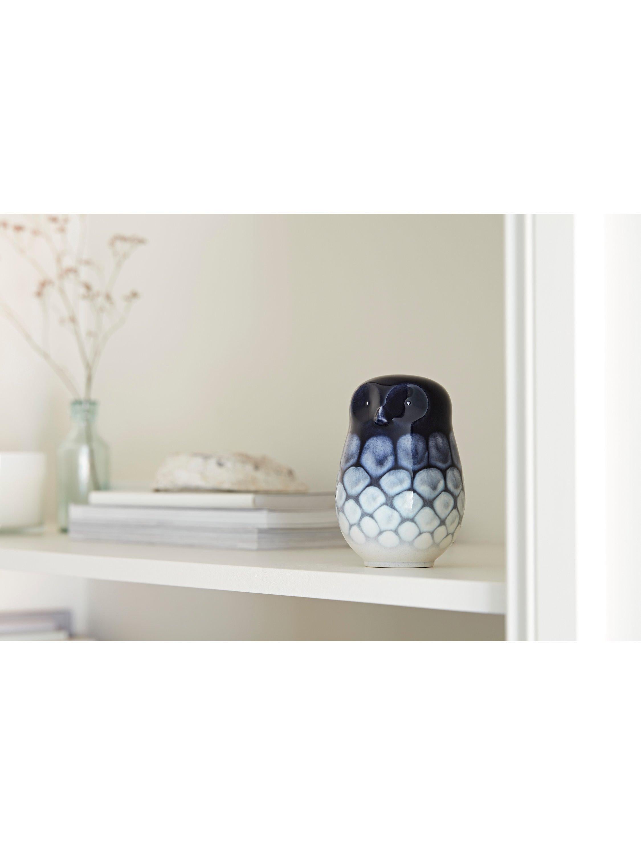 Poole Pottery Steingut Eulen-Ornament blau - Britisches Produkt