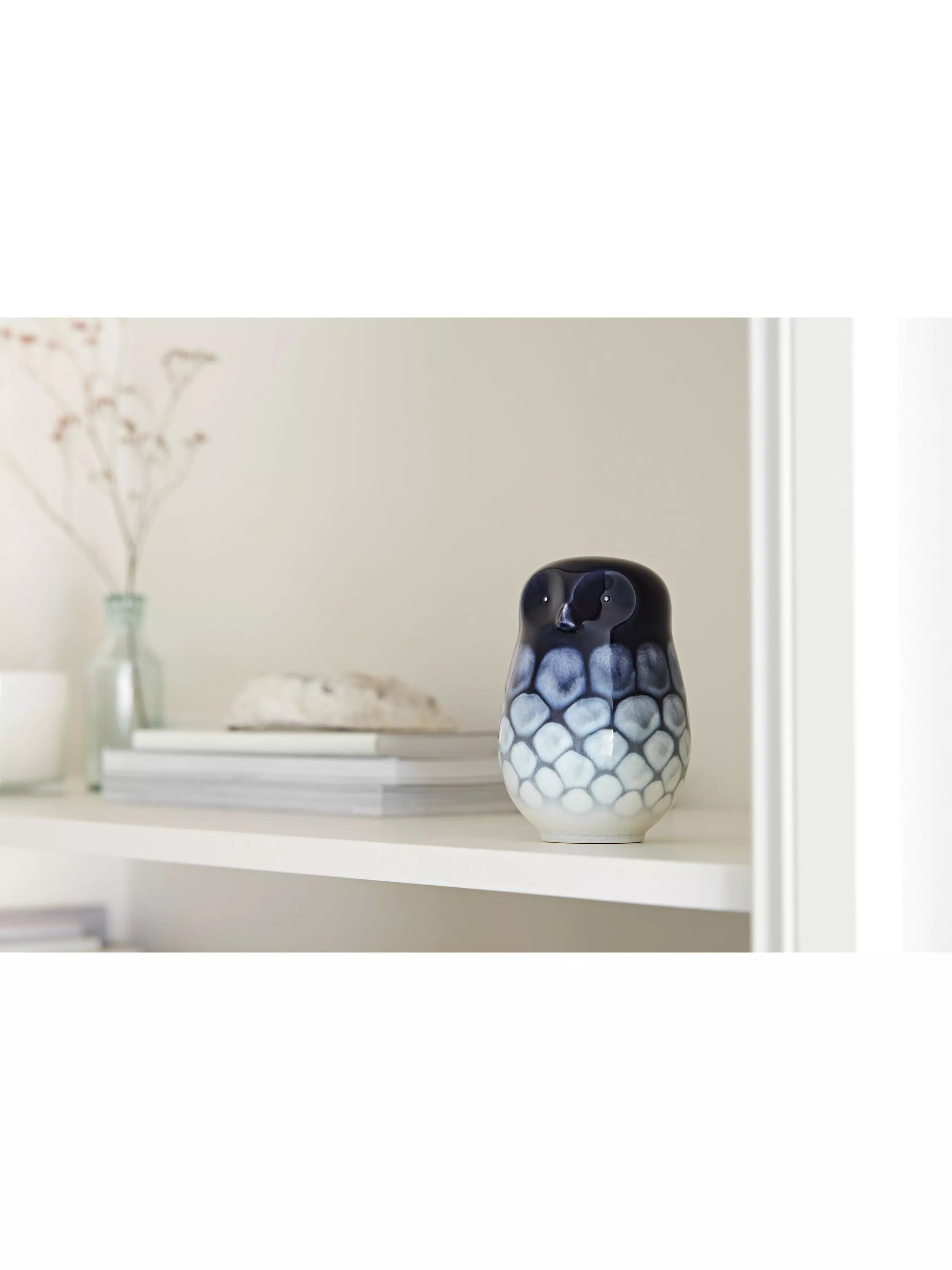 Poole Pottery Ocean earthenware owl ornament blue - British product