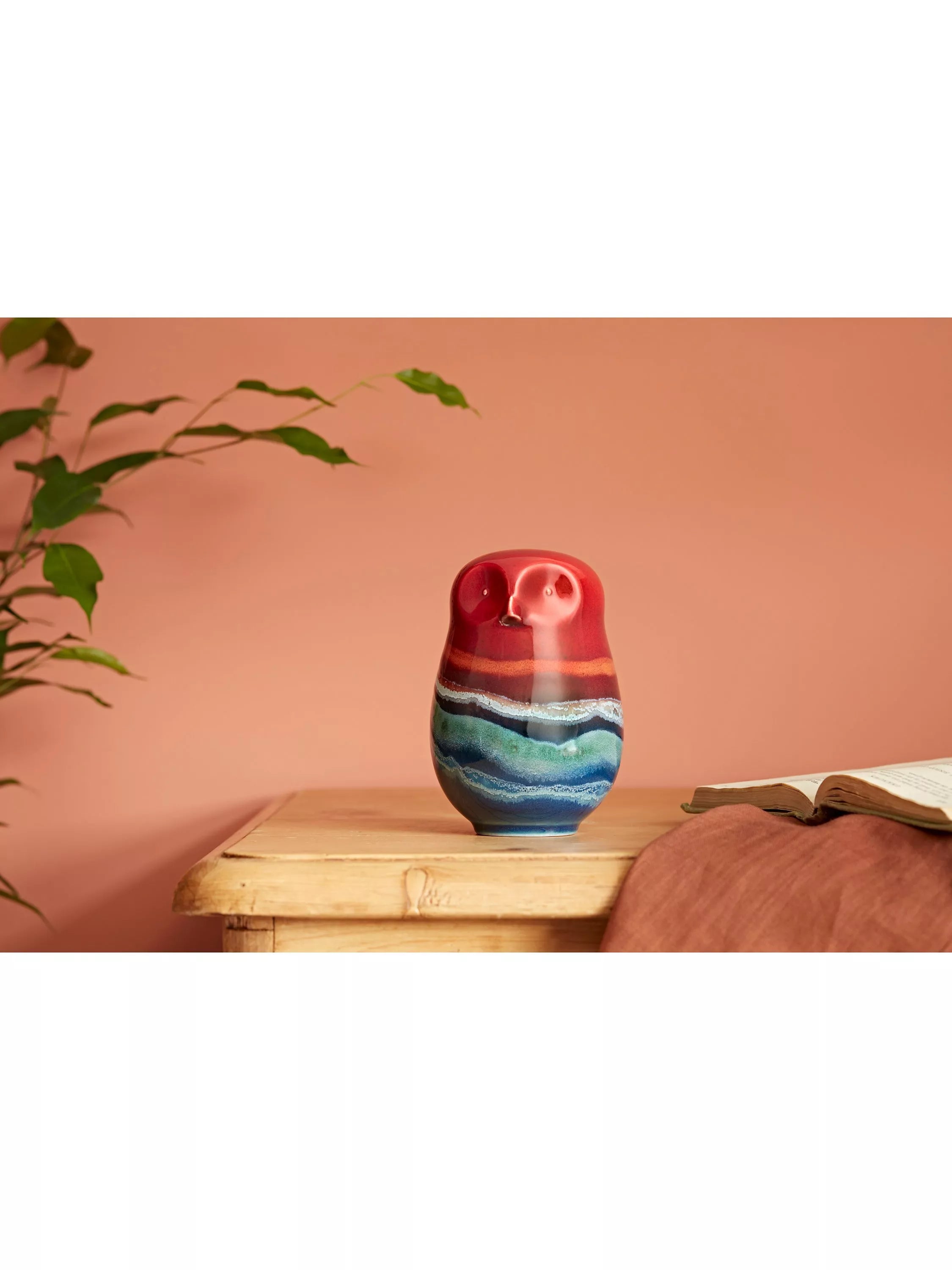 Poole Pottery owl ornament red, imported from the UK
