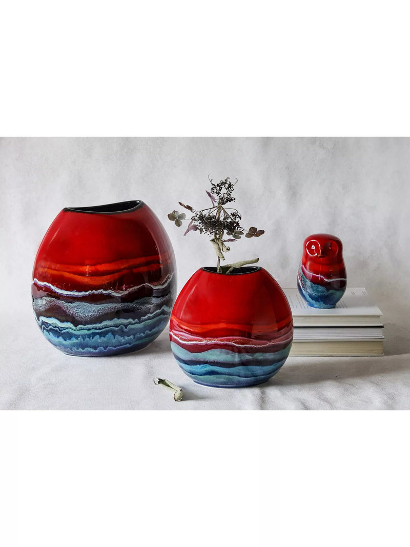Poole Pottery owl ornament red, imported from the UK