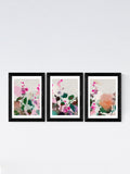 East End Prints black summerly hollyhocks wall print set of 3 - British product