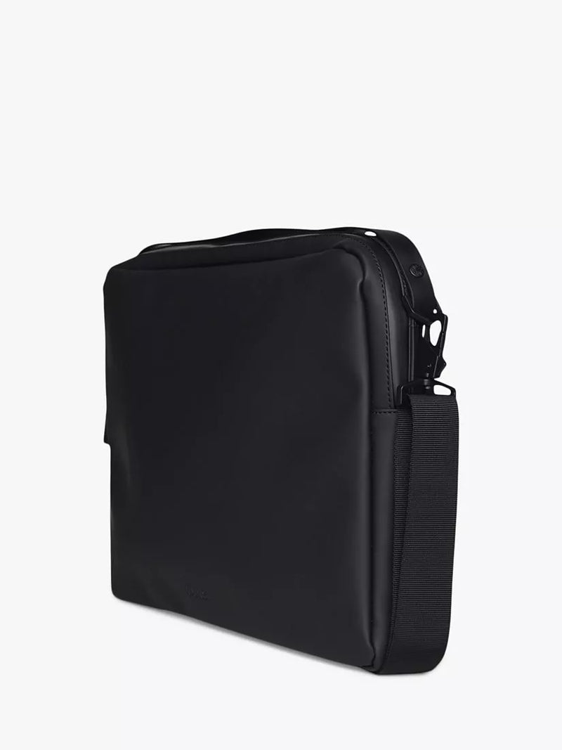 Rains black 15 inch laptop bag with padded sleeve, UK version