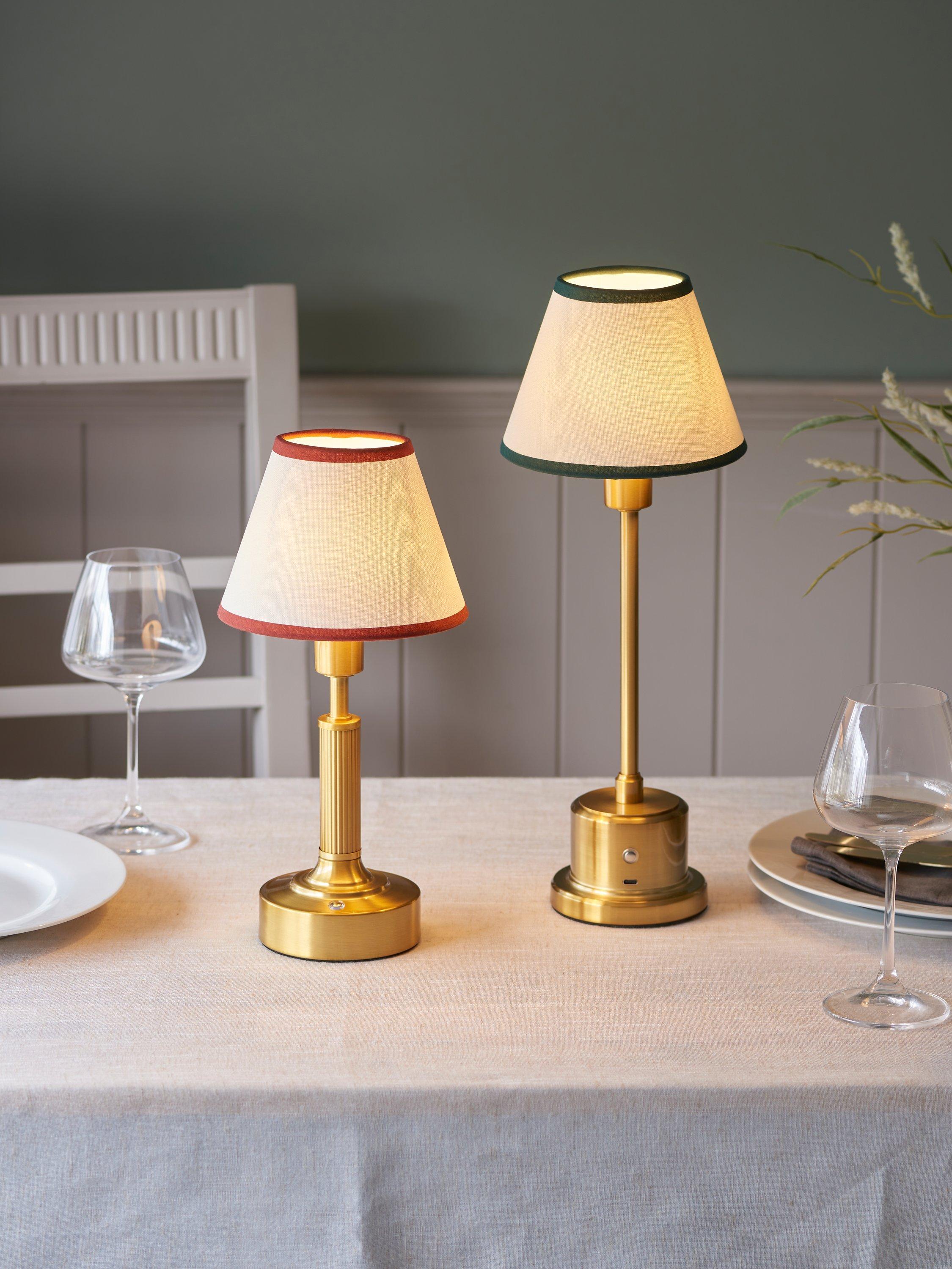 John Lewis Baily rechargeable portable brass table lamp, UK version