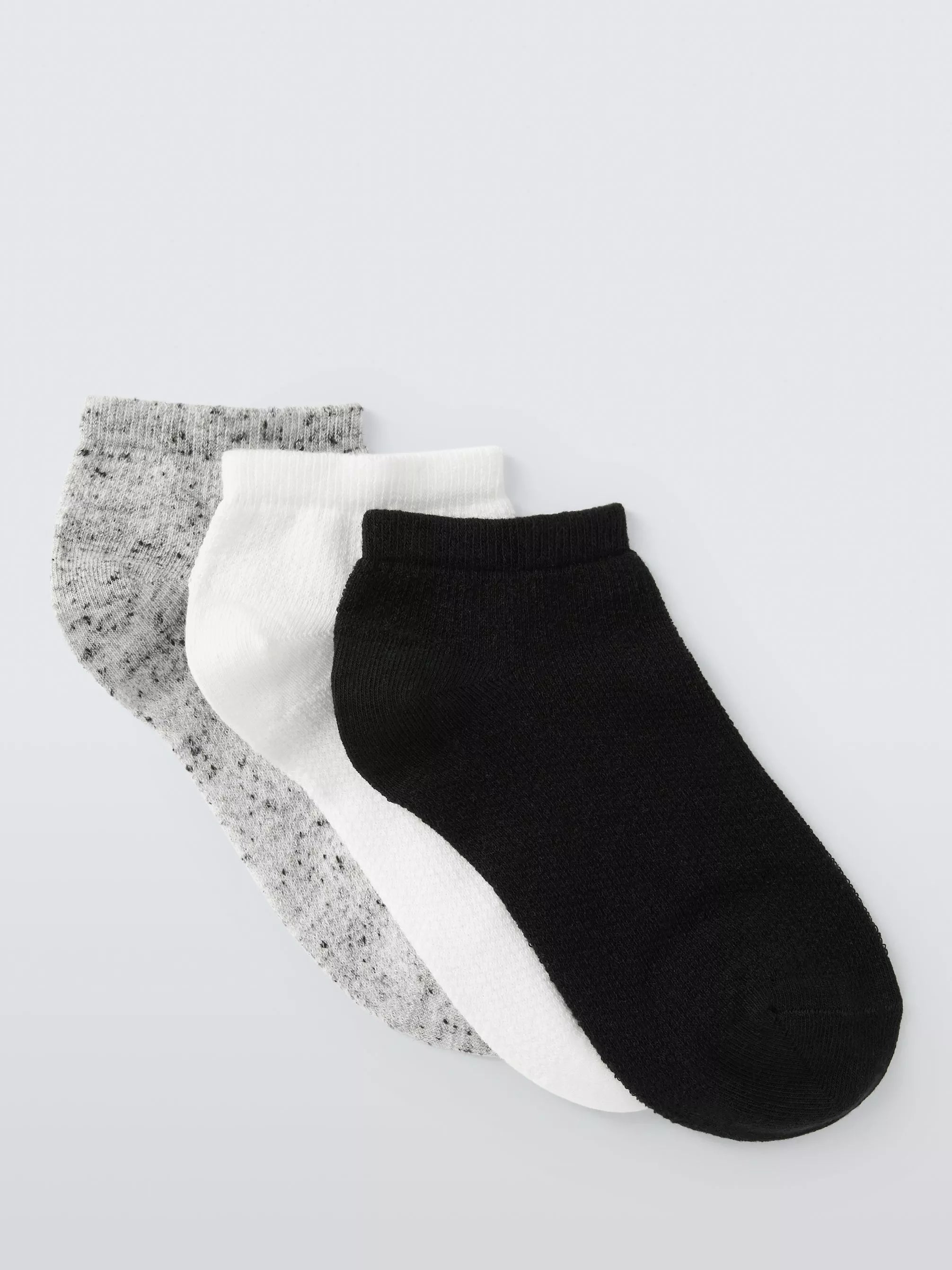 John Lewis trainer socks pack of 3 organic cotton rich, imported from the UK