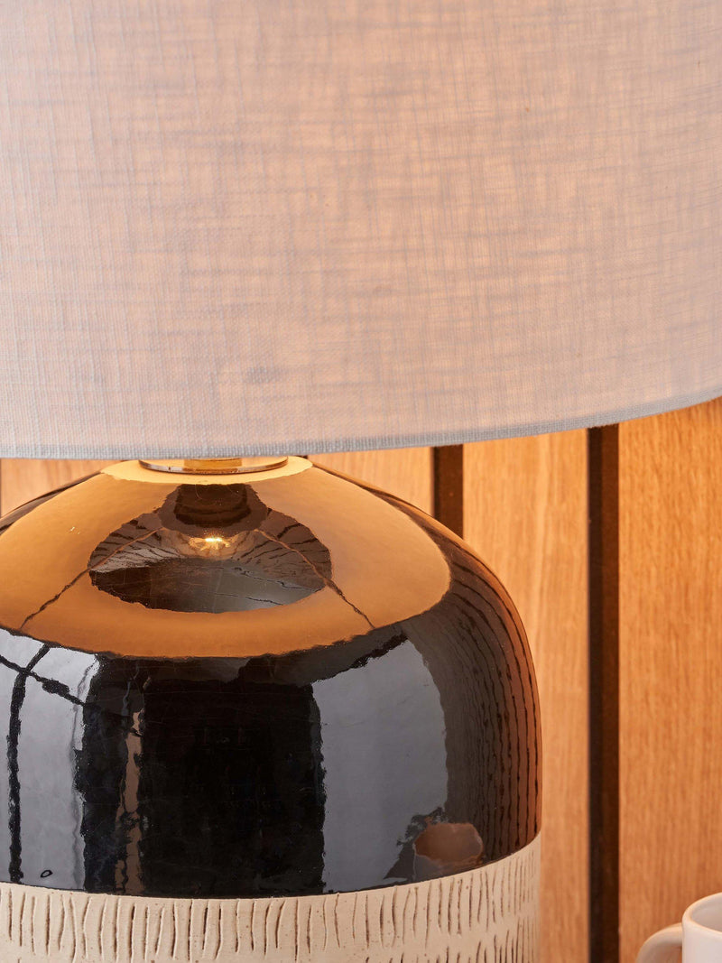 Pacific Lotta stoneware table lamp H51cm Dia35cm, UK version