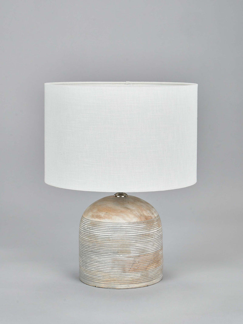Pacific Nelu grey wooden table lamp, imported from the UK